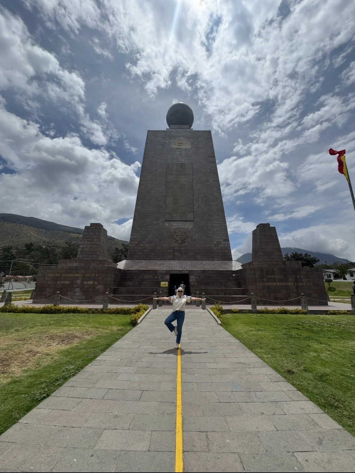 Mitad del Mundo monument marking the equator near Quito Ecuador