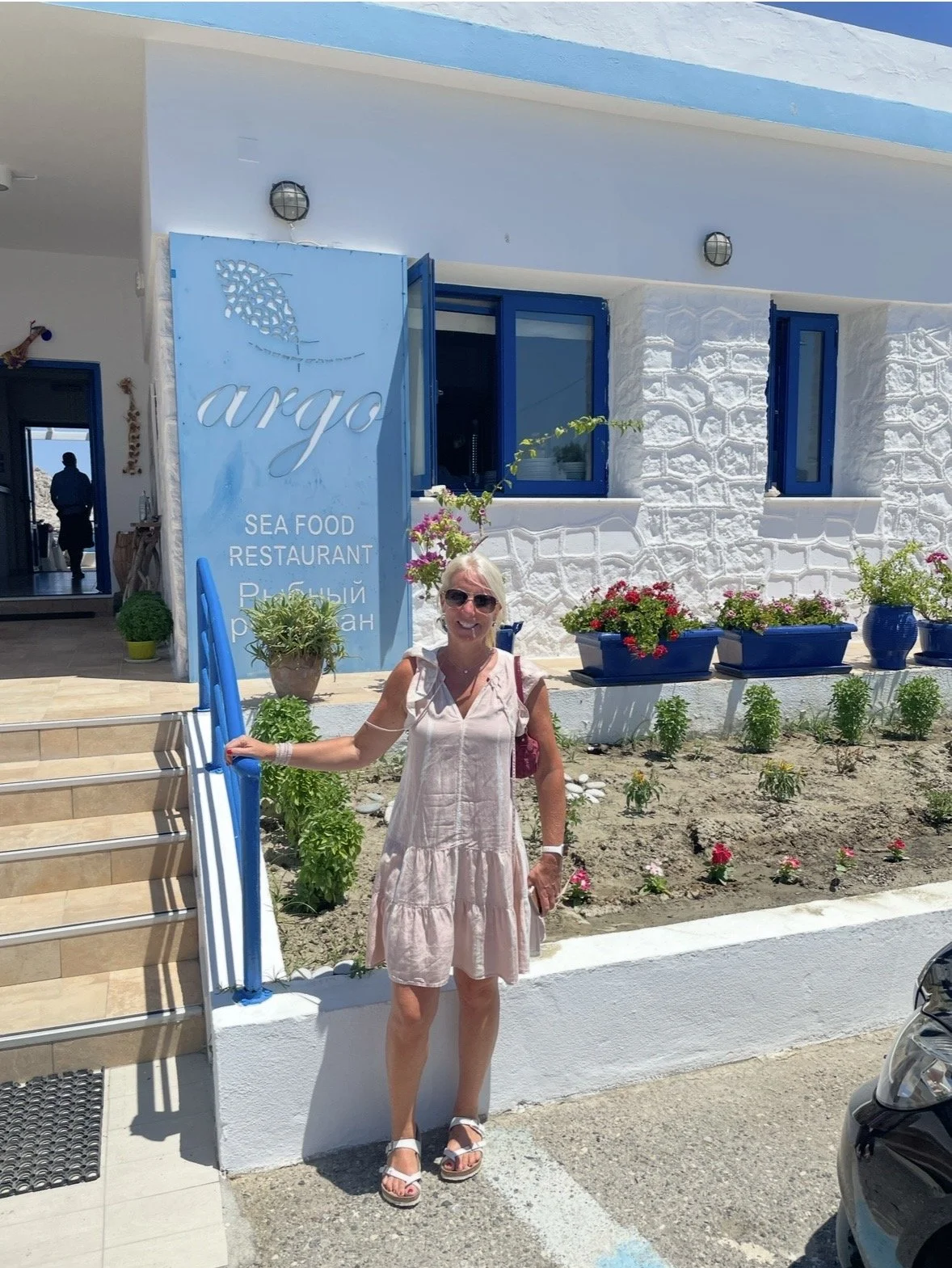 Entrance to Argo Seafood Restaurant on the Rhodes waterfront