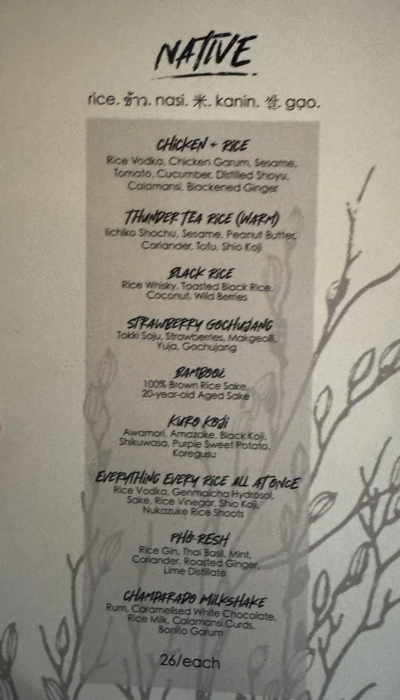 Creative rice cocktails at Native bar Singapore
