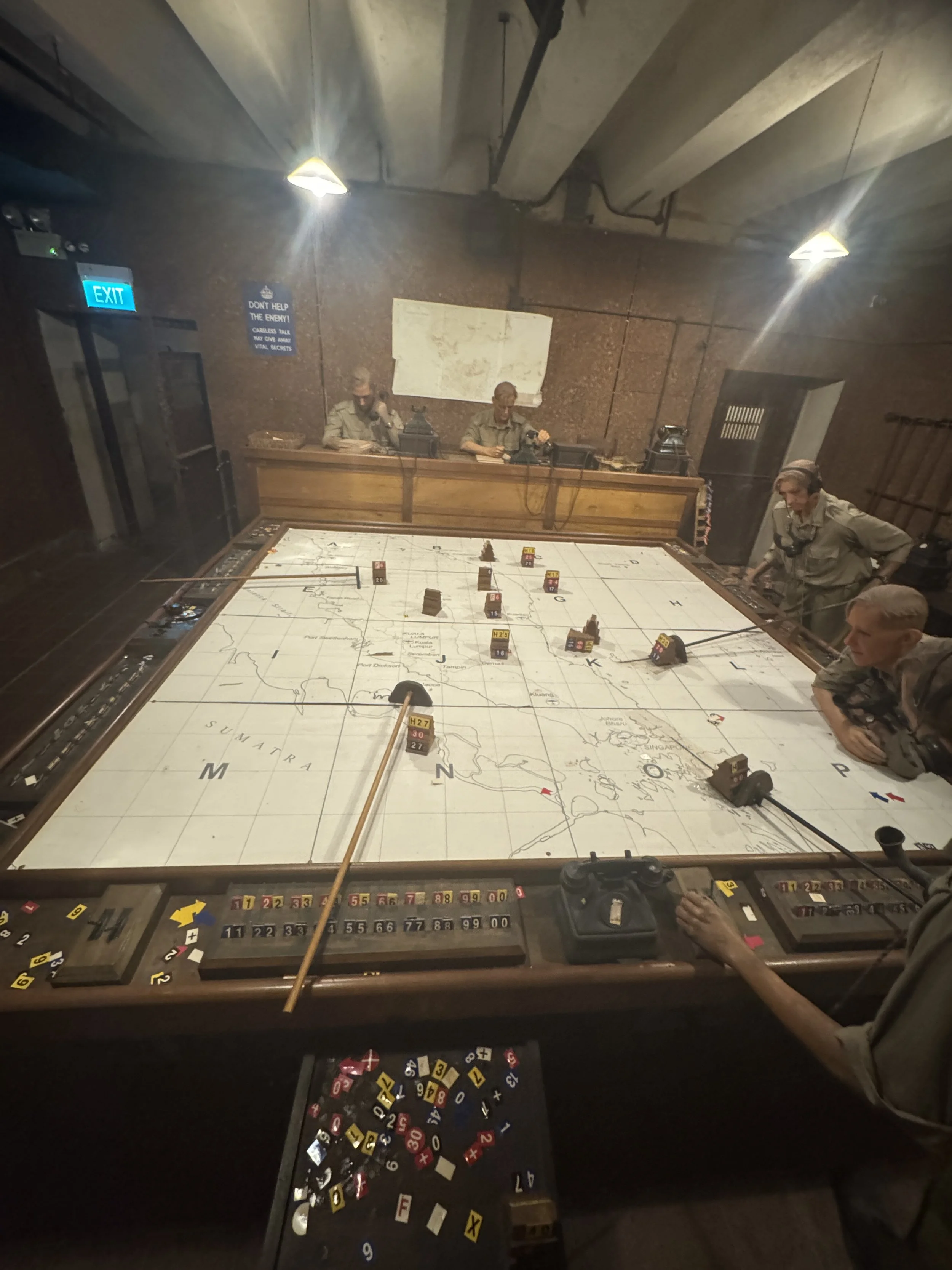 Recreated British command center inside the Battlebox Museum in Singapore