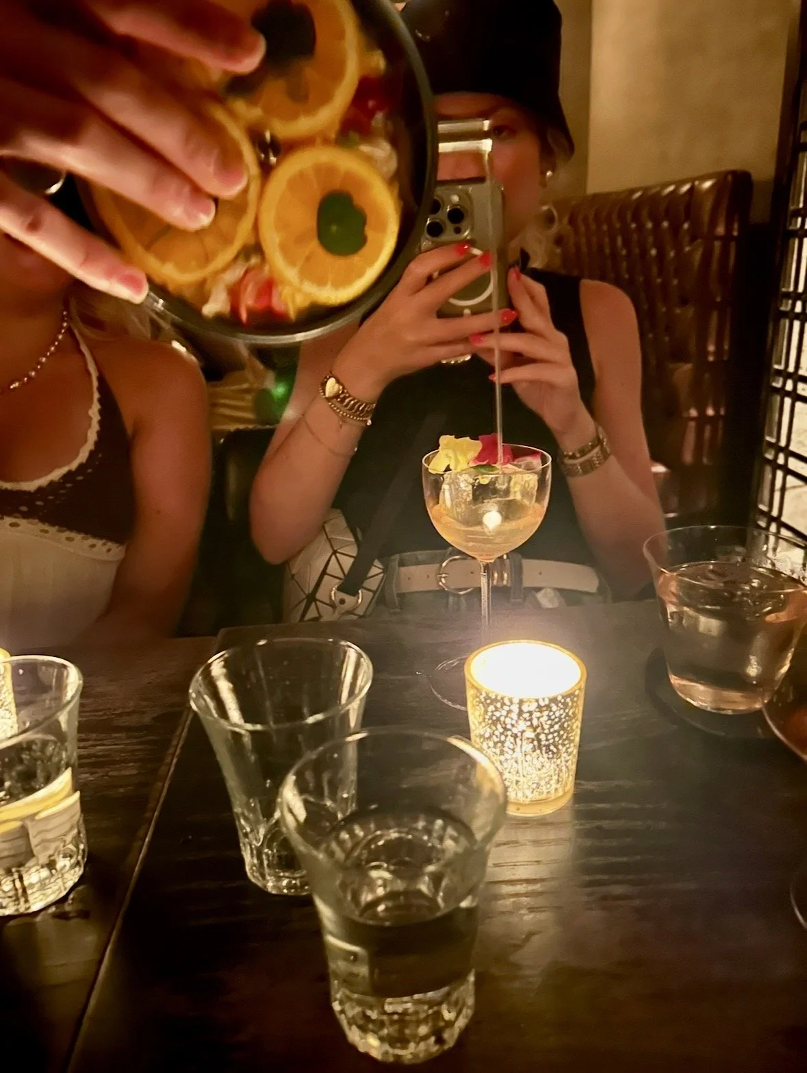 Citrus cocktail being poured at SG Club Tokyo