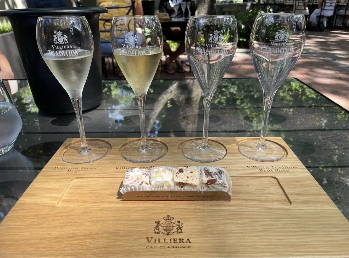 Wine tasting flight at Villiera Wines near Stellenbosch, South Africa
