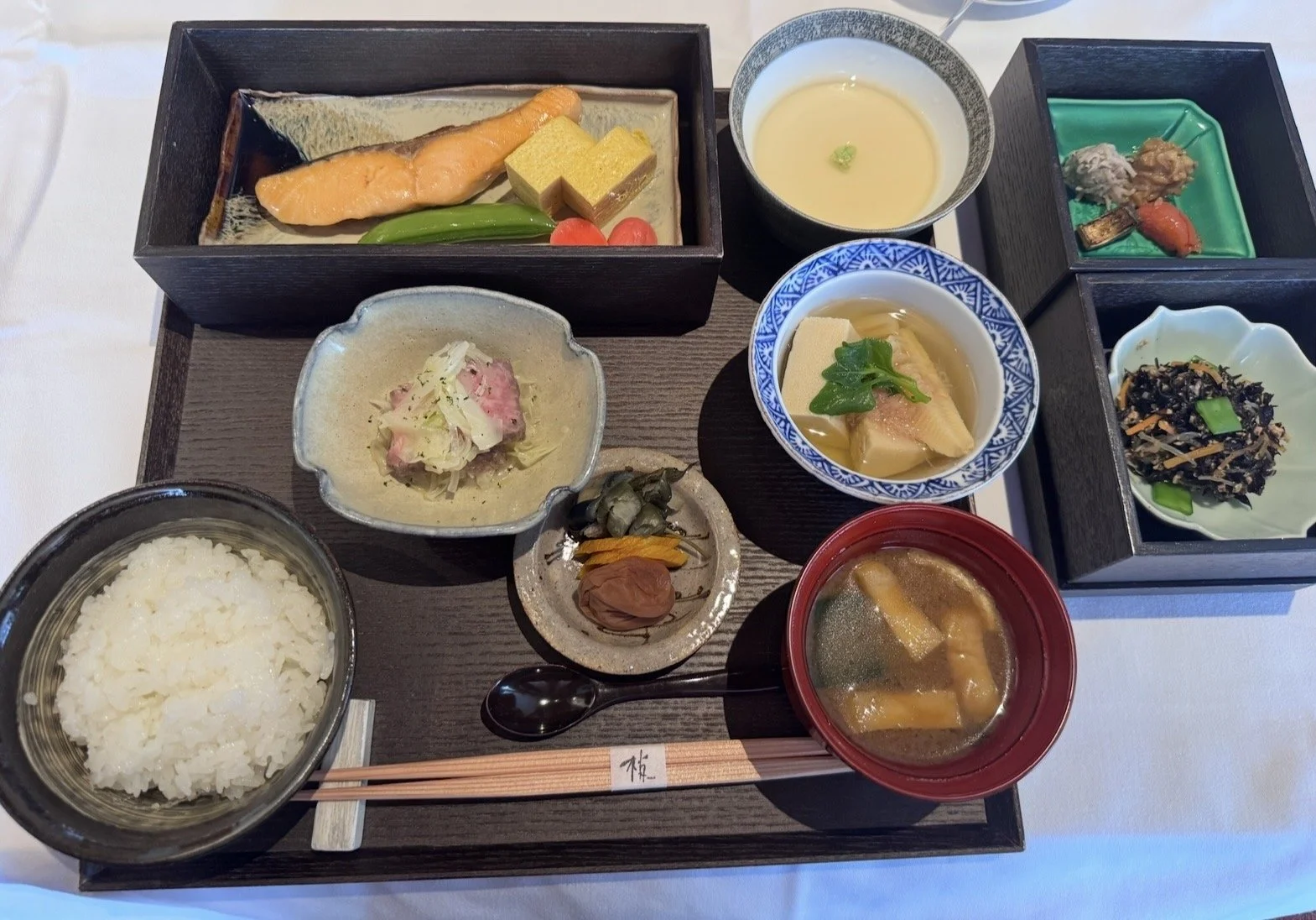 Traditional Japanese breakfast set served at Park Hyatt Tokyo.