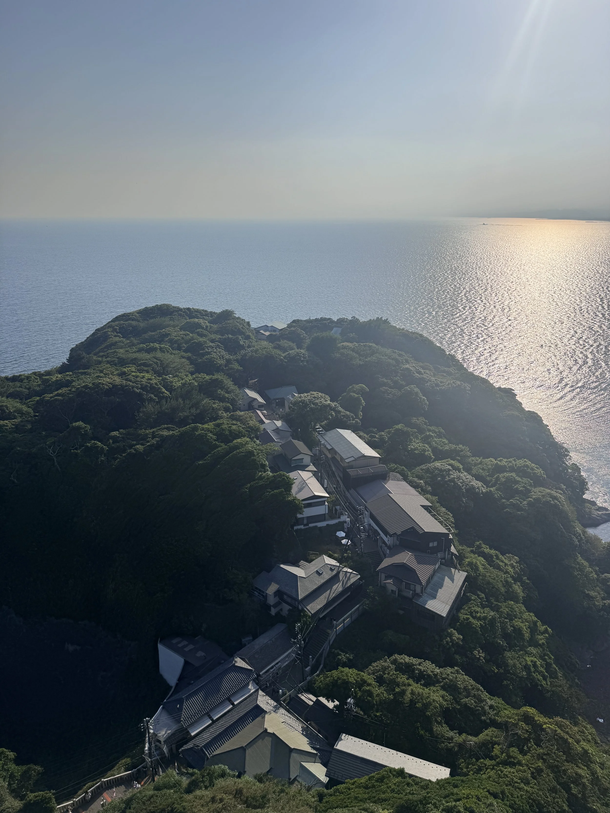 Ocean and island views from the Sea Candle observation tower on Enoshima