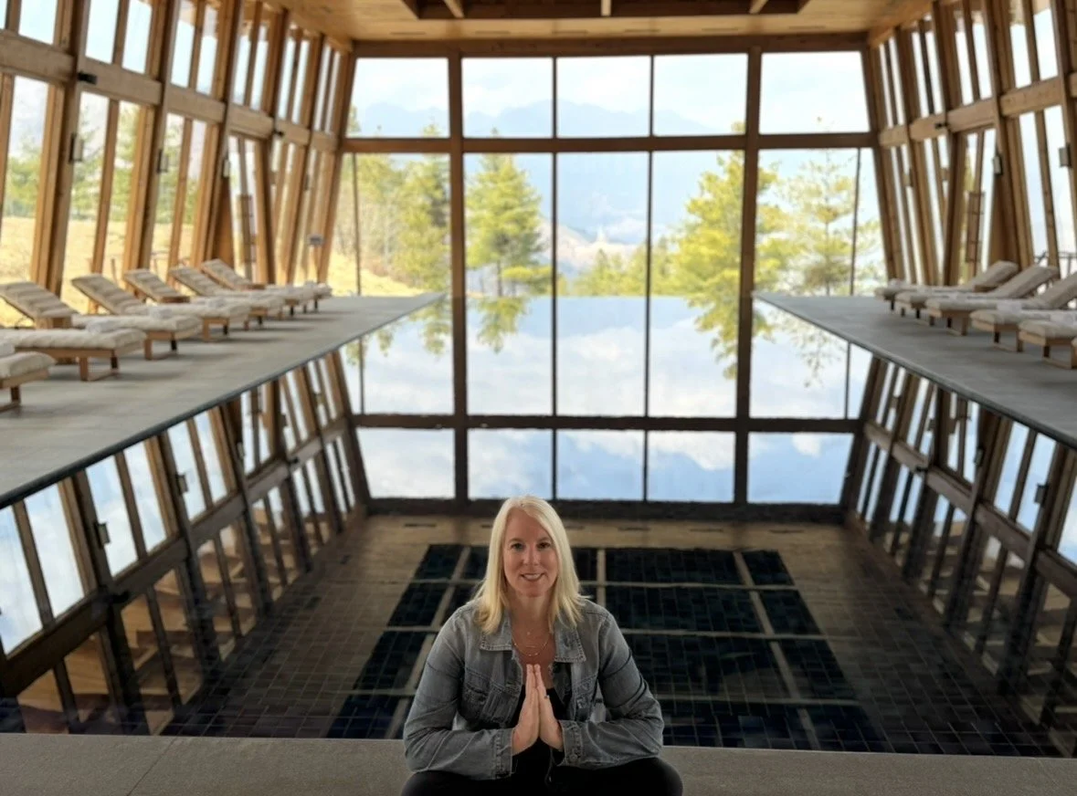 Indoor pool overlooking the mountains at Six Senses Thimphu