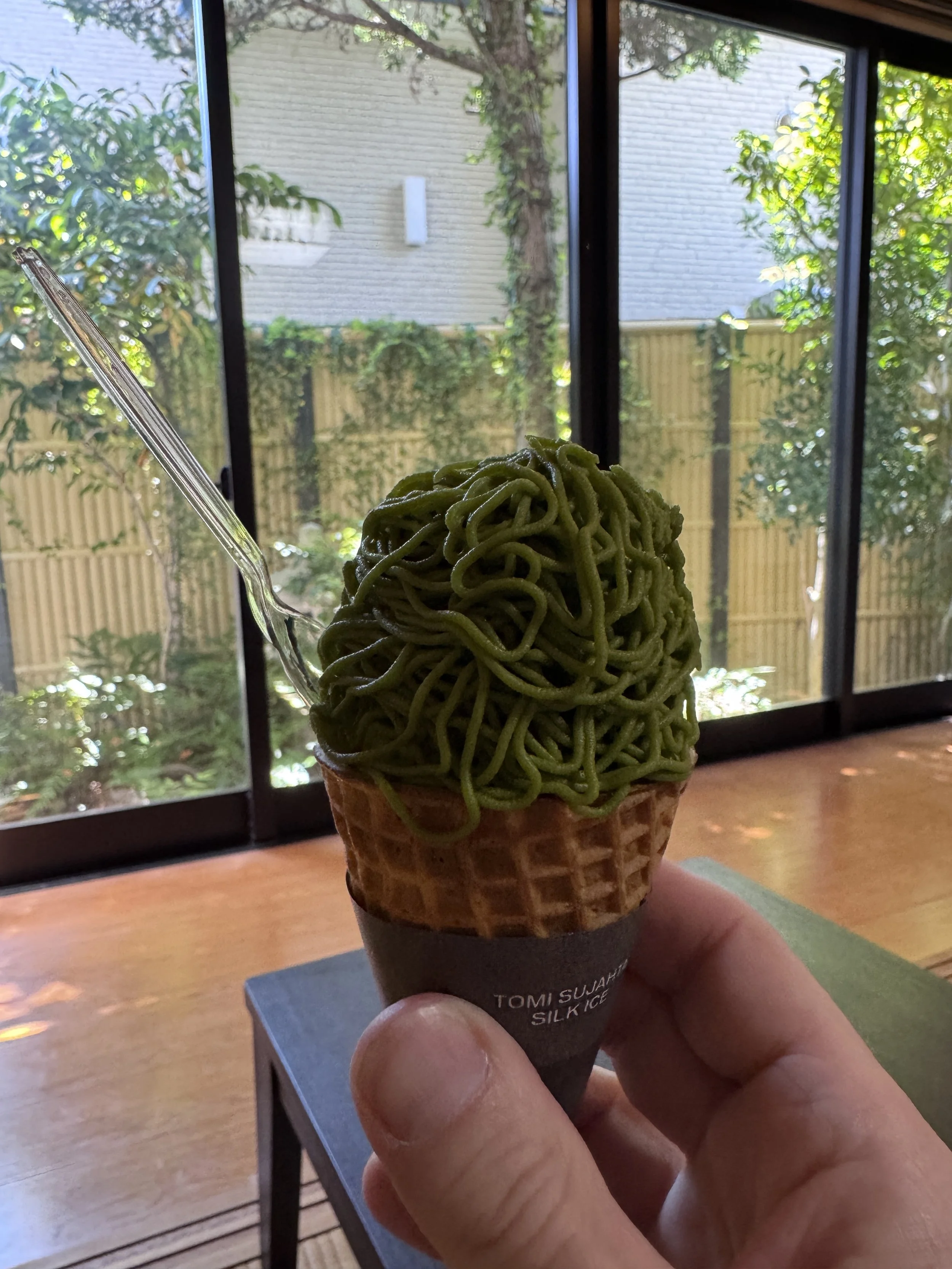 Matcha Mont Blanc ice cream in Uji Japan