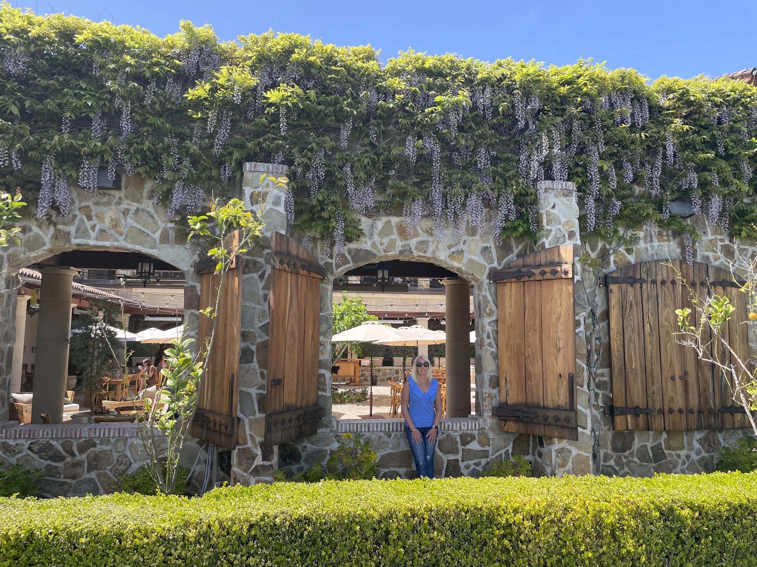 Italian-inspired winery courtyard at Jacuzzi Family Vineyards