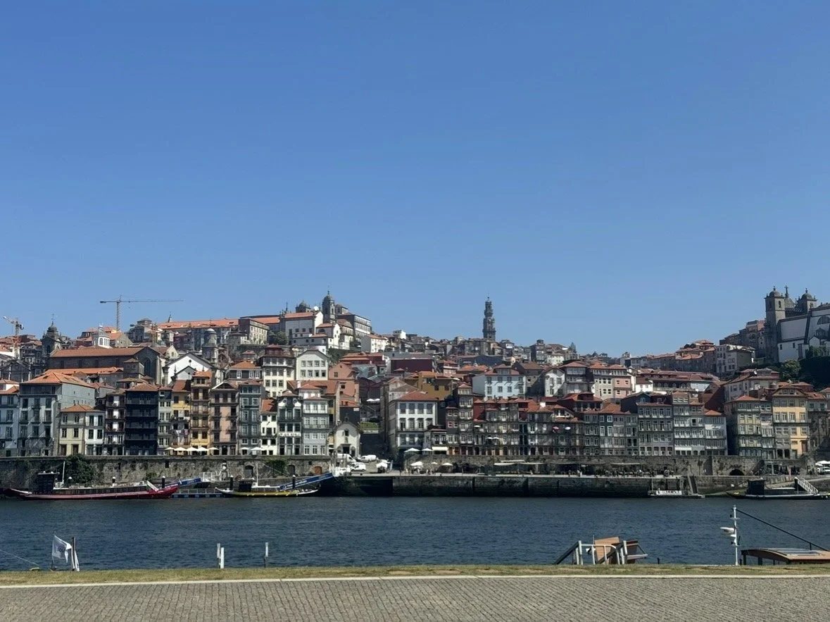 View of Porto's historic waterfront across the Douro River