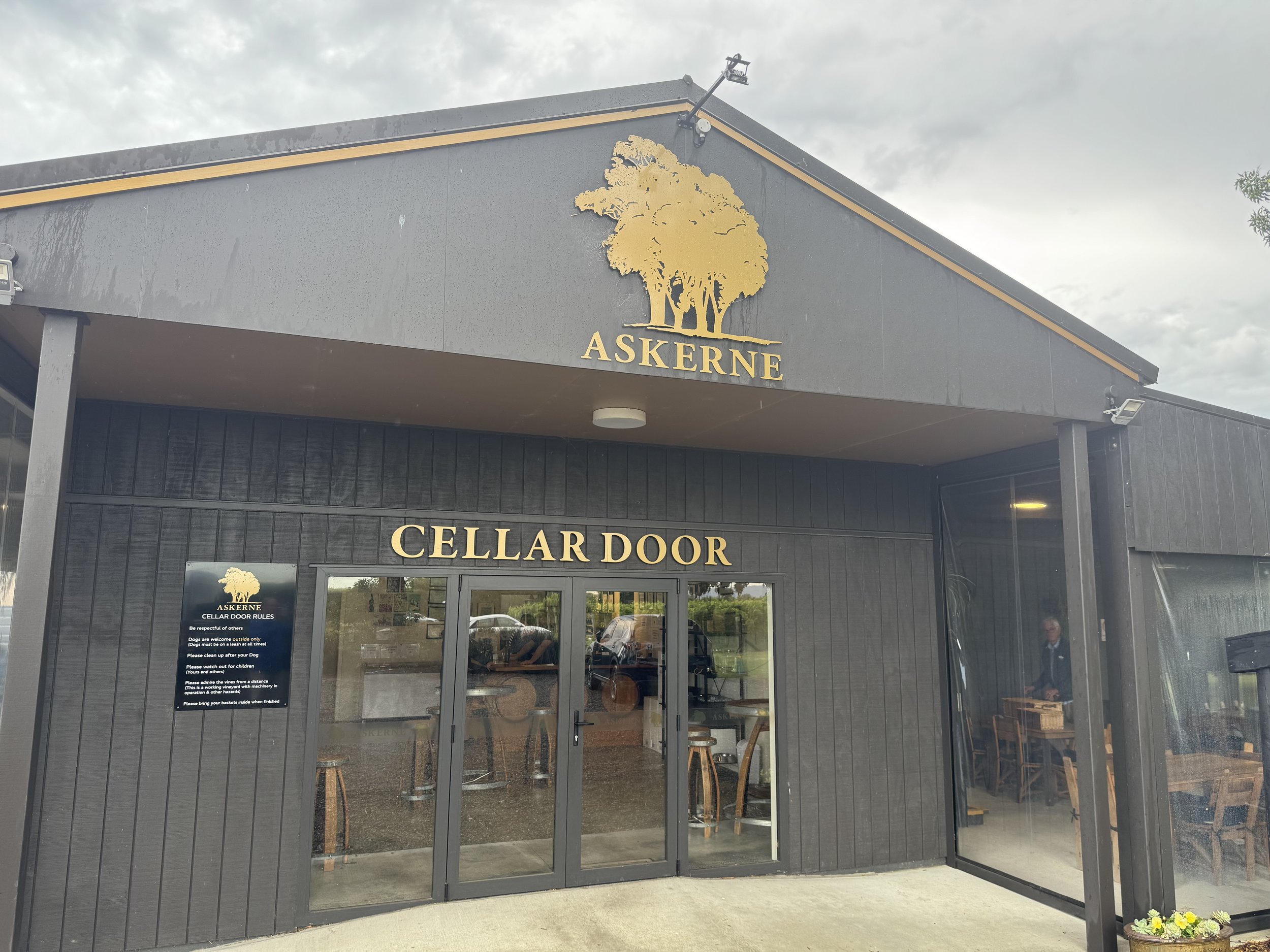 Cellar door entrance at Askerne Winery in Havelock North, Hawke's Bay