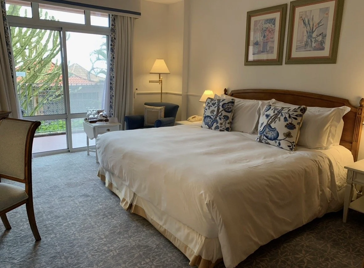 Deluxe guest room with balcony at Reid's Palace, Madeira.