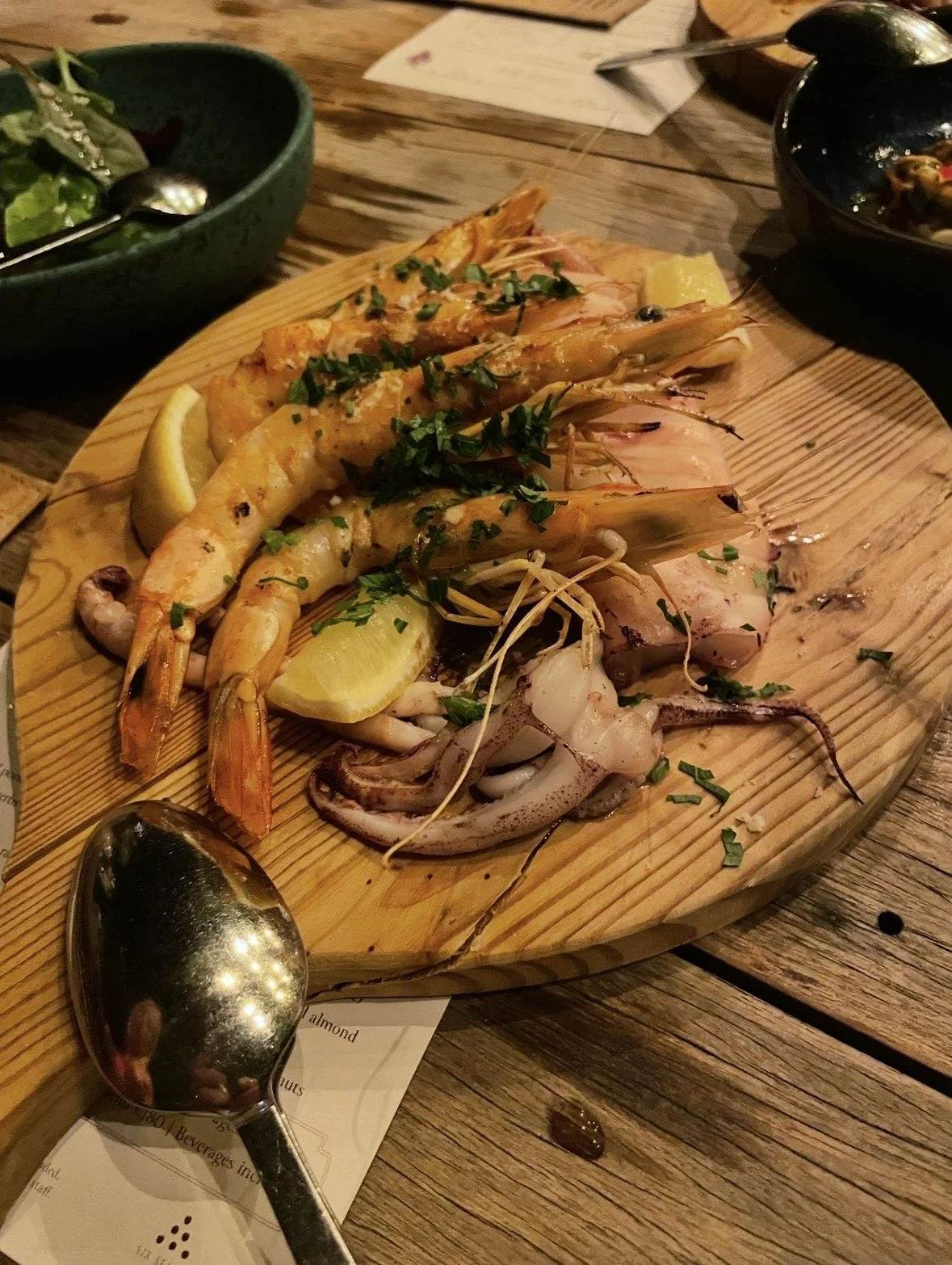 Grilled seafood platter served at Six Senses Douro Valley.
