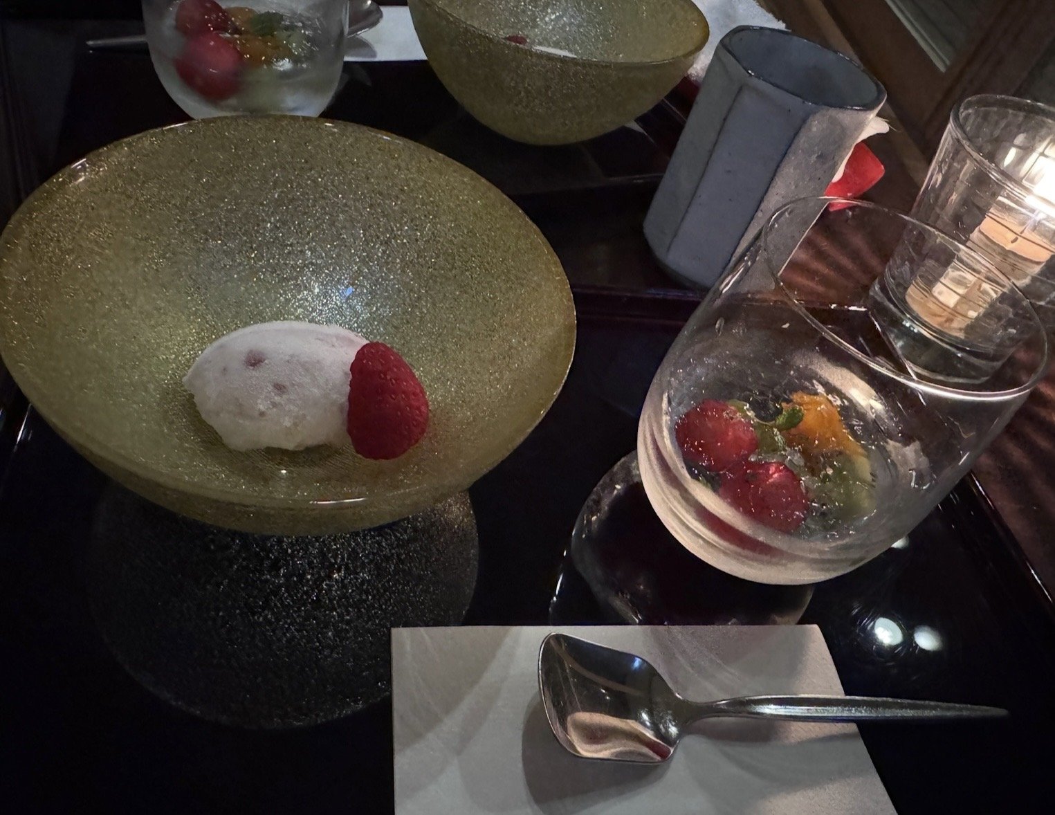 Seasonal Japanese dessert course during kaiseki dinner at Kinnotake Tonosawa