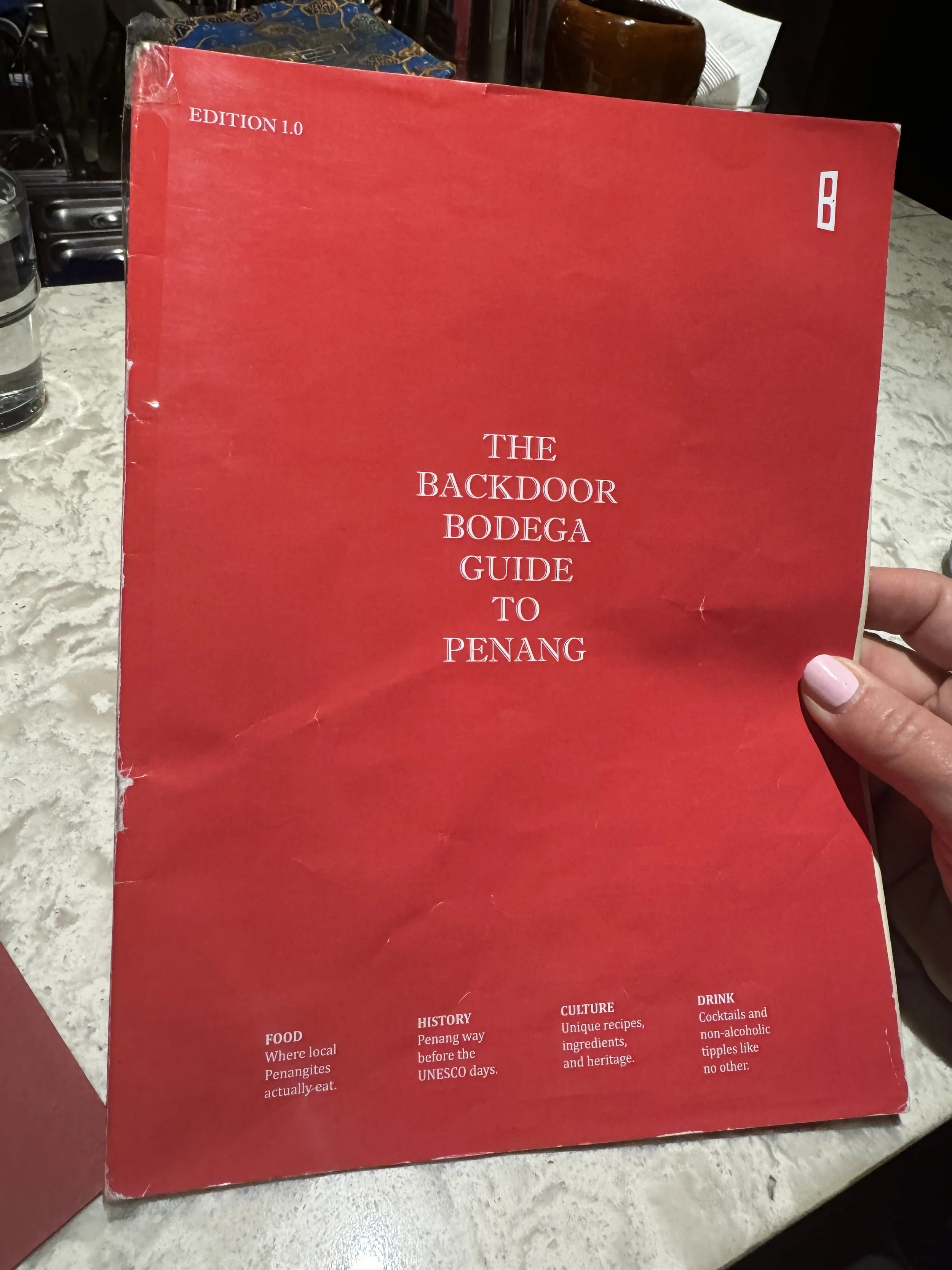 Backdoor Bodega Guide to Penang cocktail menu and local guide