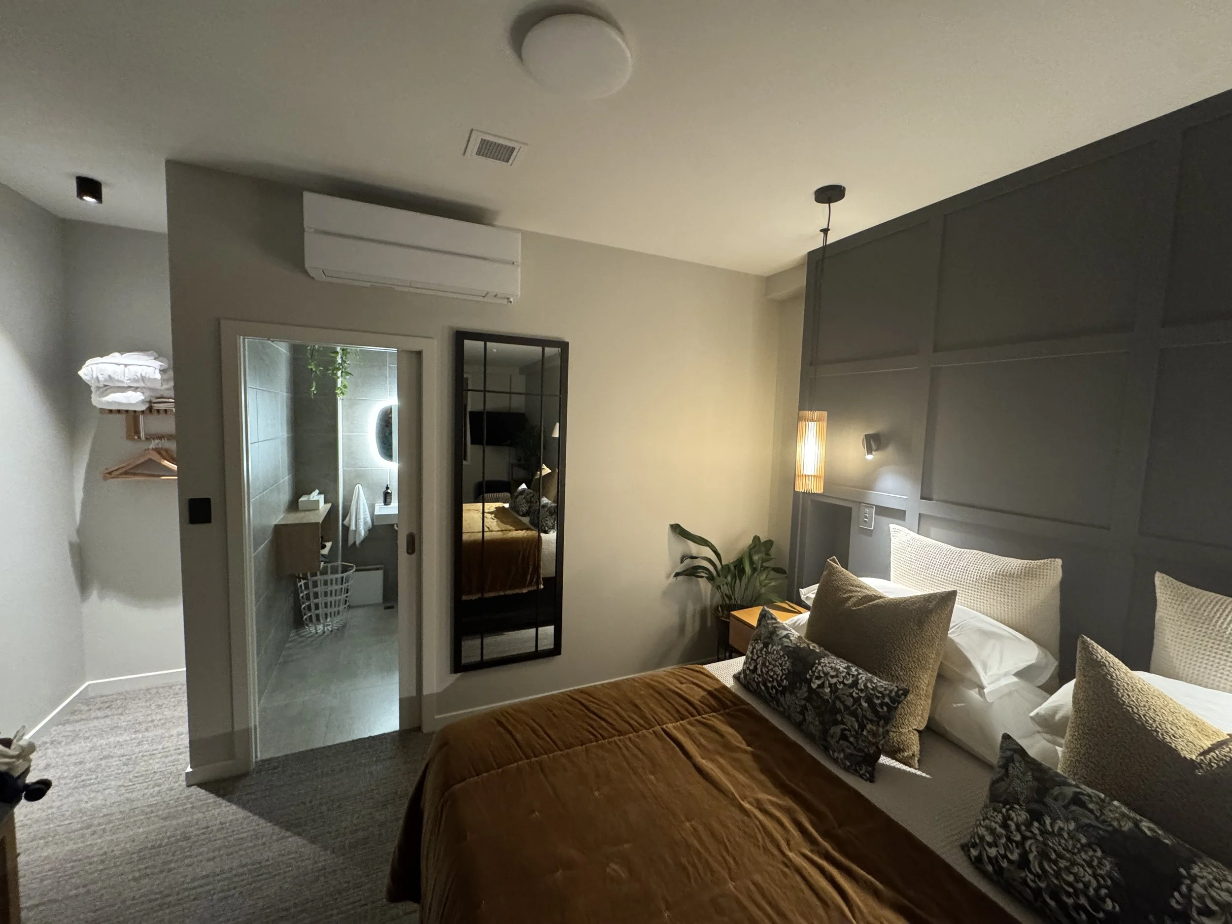Modern guest room at 14th Lane Urban Hotel in Blenheim, an ideal boutique hotel for exploring Marlborough wine country.