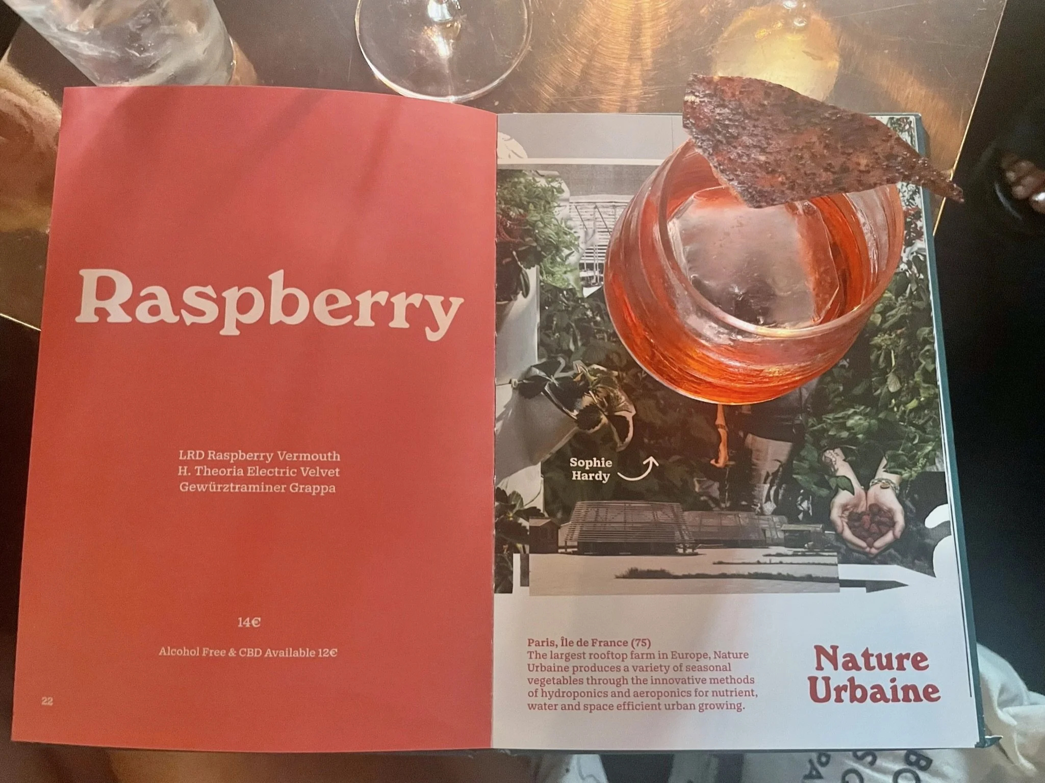 Raspberry cocktail Little Red Door Paris menu