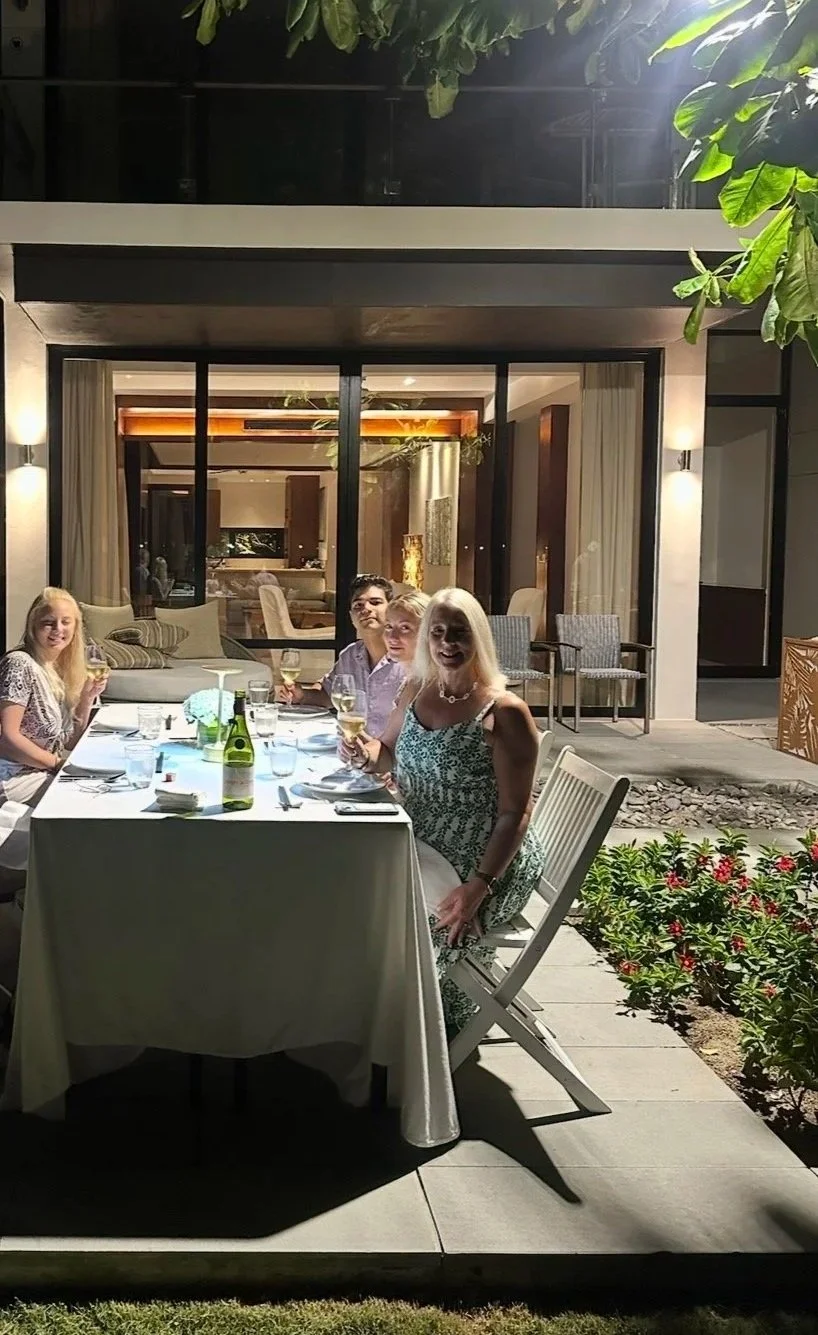 Guests enjoying dinner on the private terrace of a three-bedroom beachfront villa at Hyatt Regency Danang Resort & Spa