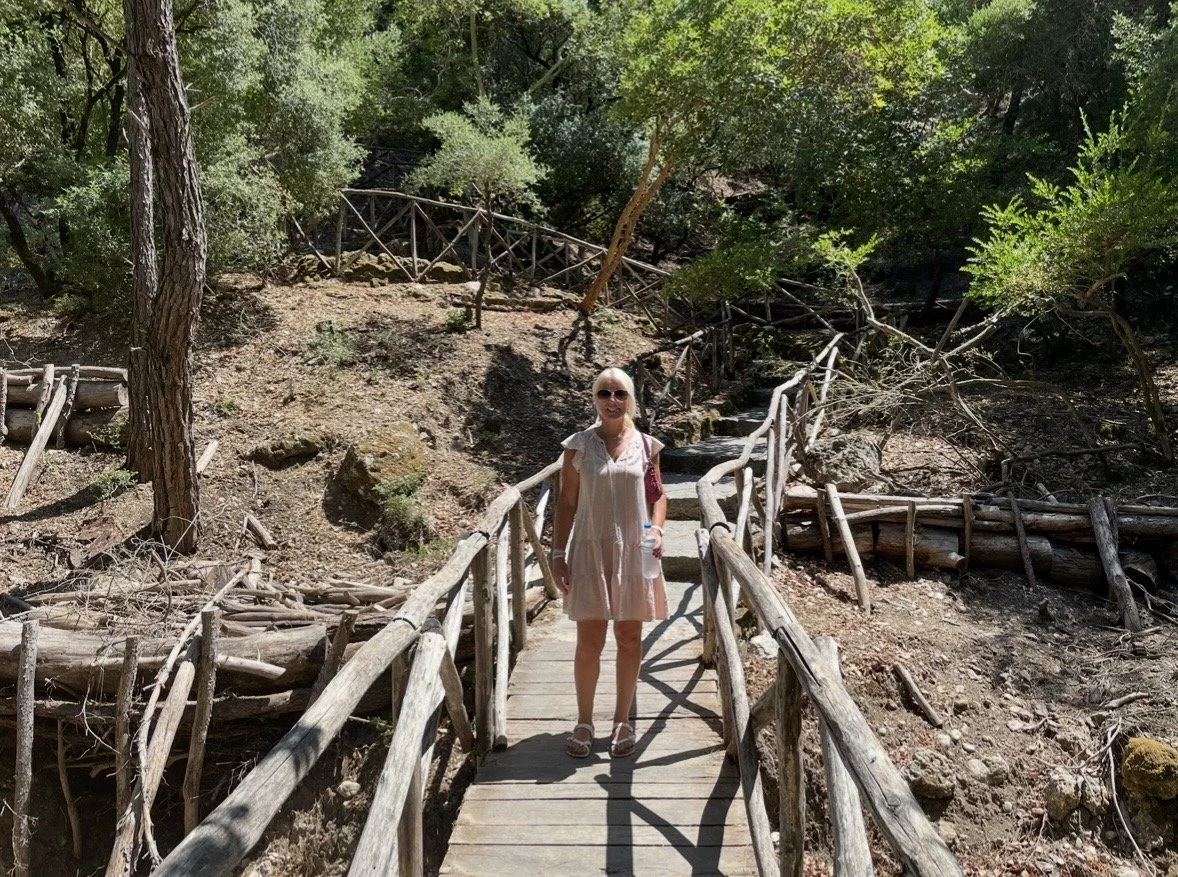 Wooden walkway through the Valley of the Butterflies in Rhodes