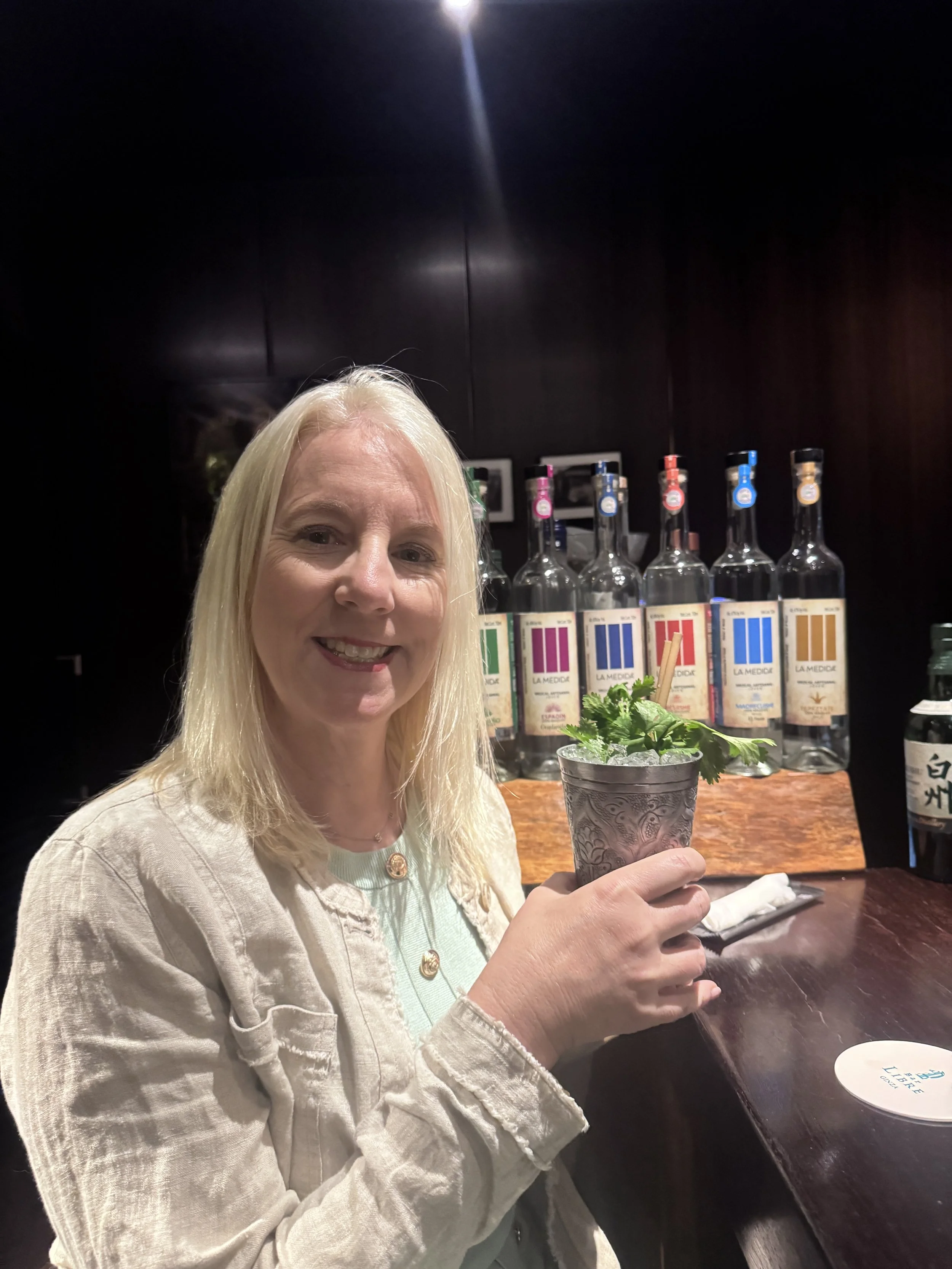 Guest enjoying a destination inspired cocktail at Bar Libre in Ginza