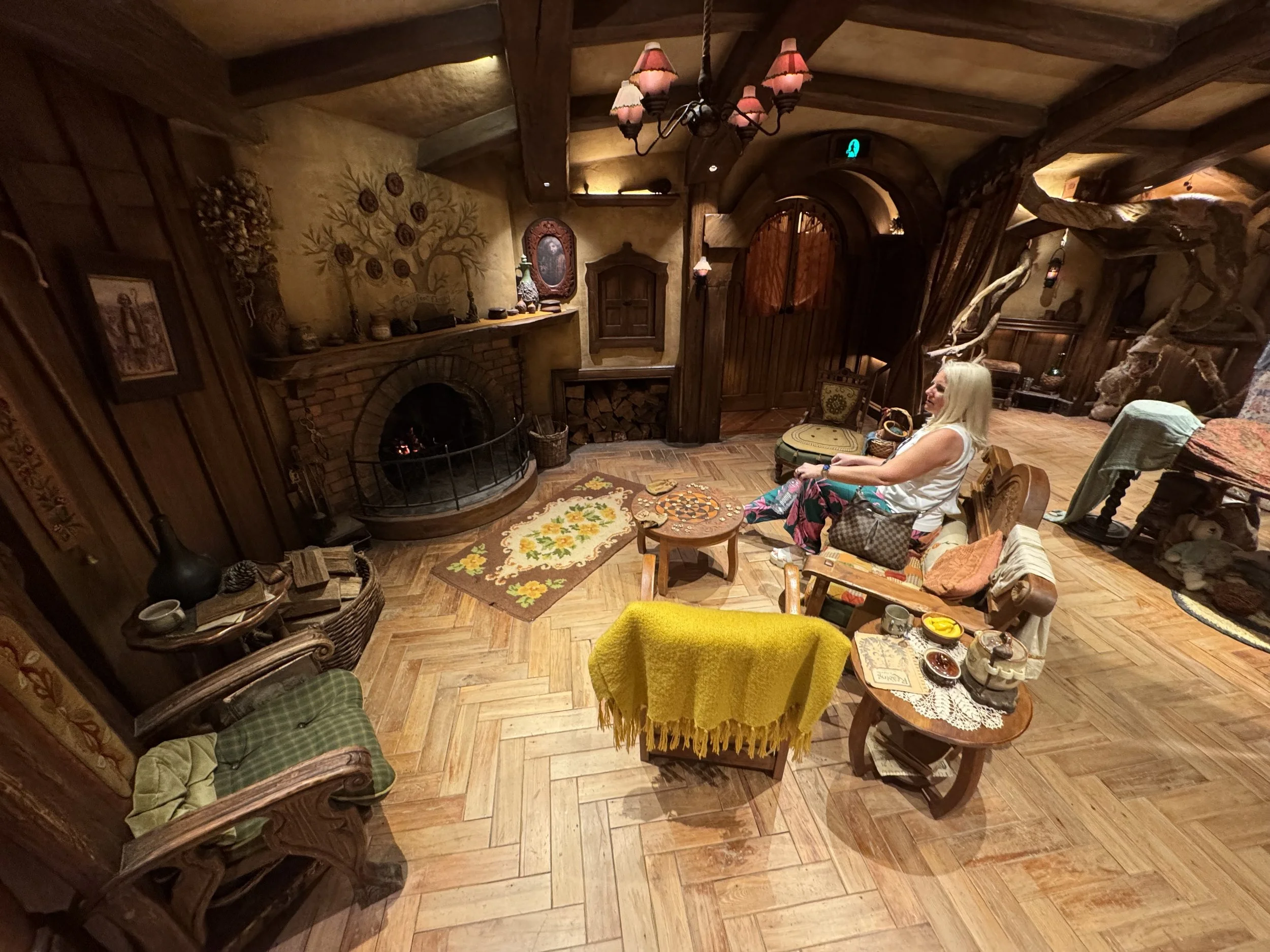 Detailed Hobbit living room inside the Hobbiton Movie Set experience