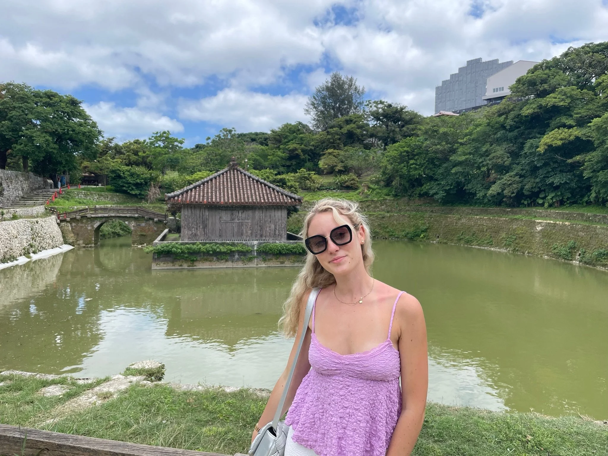 Historic pond and gardens at Shuri Castle in Okinawa