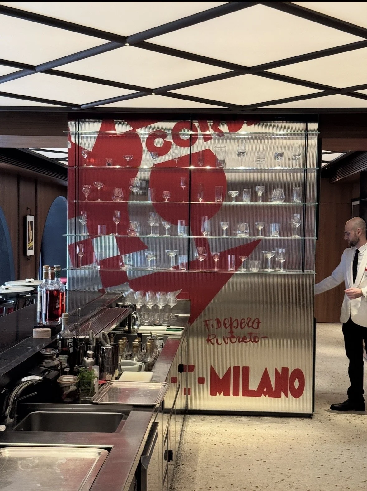 Interior upstairs bar area at Camparino in Galleria Milan