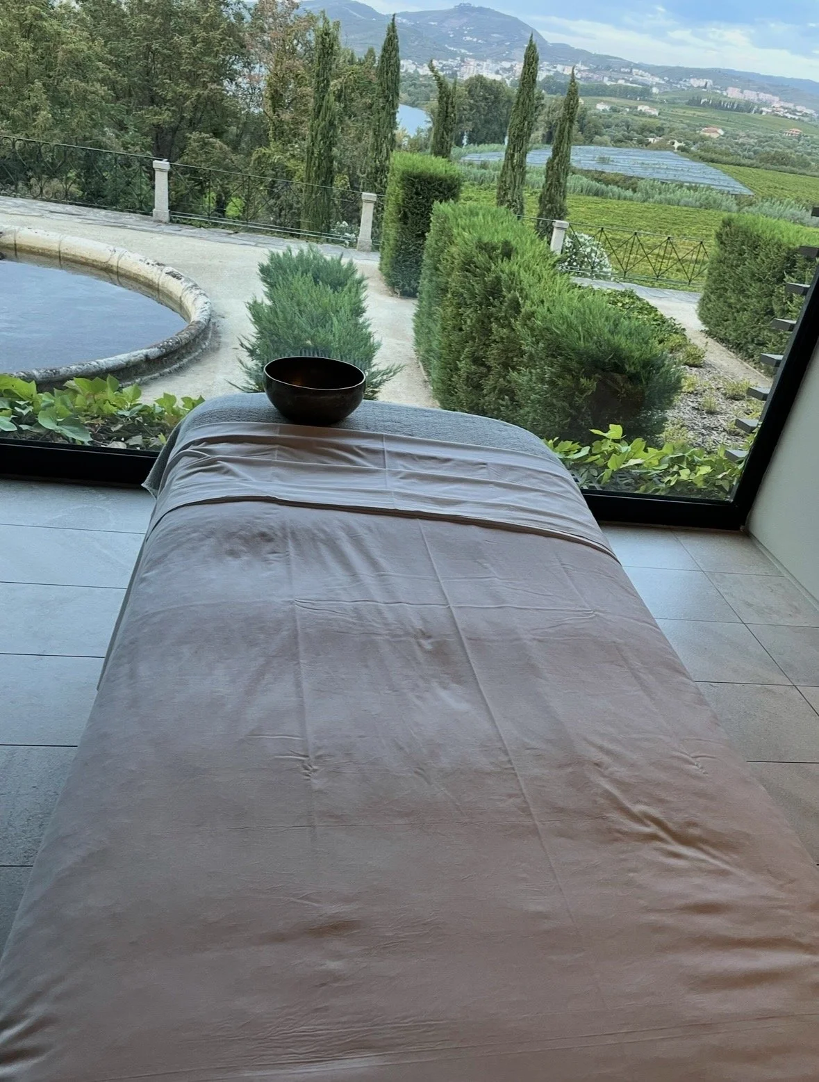 Spa treatment room overlooking the Douro Valley at Six Senses Douro Valley.