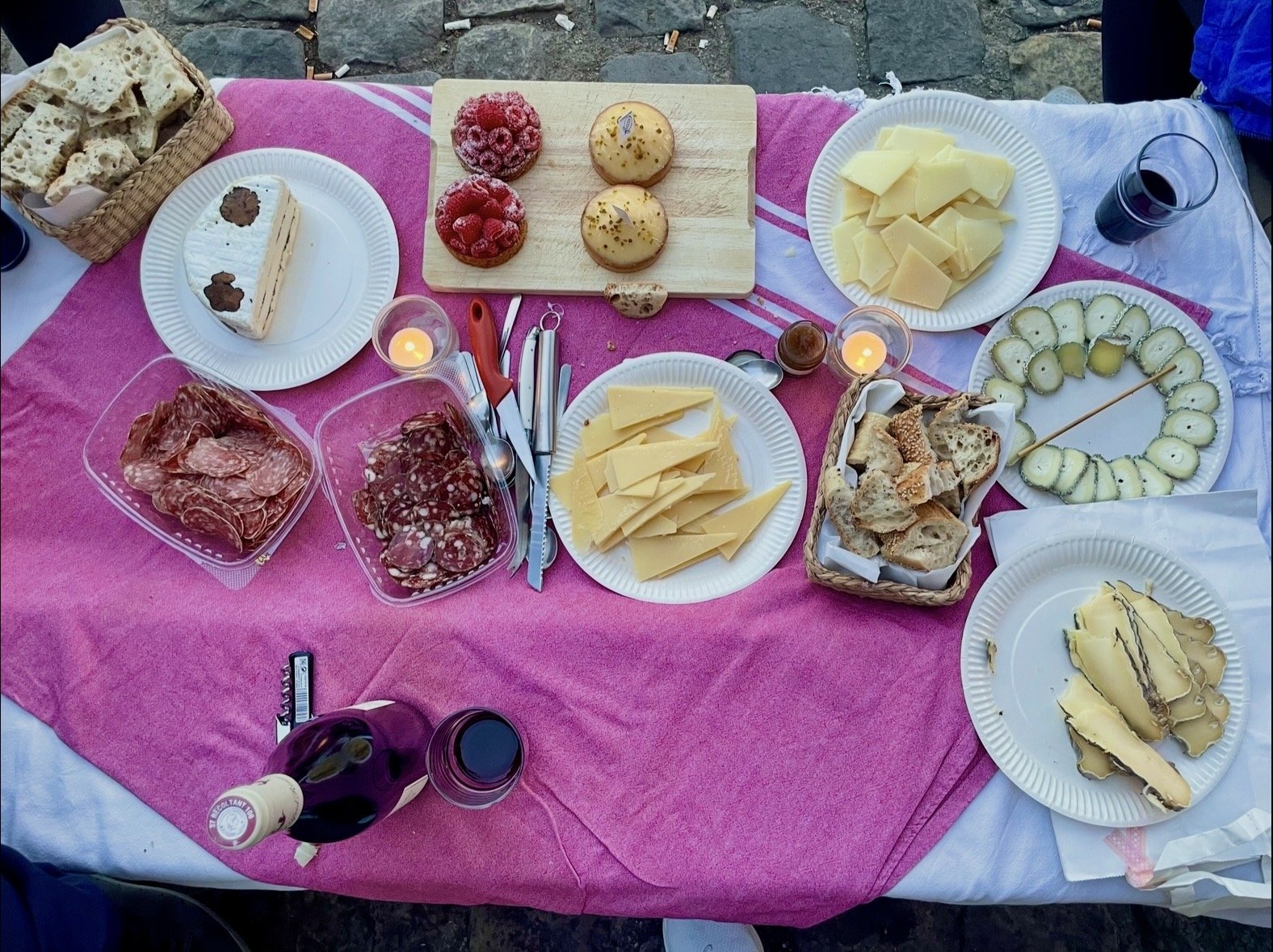Paris picnic with Champagne, cheese and charcuterie