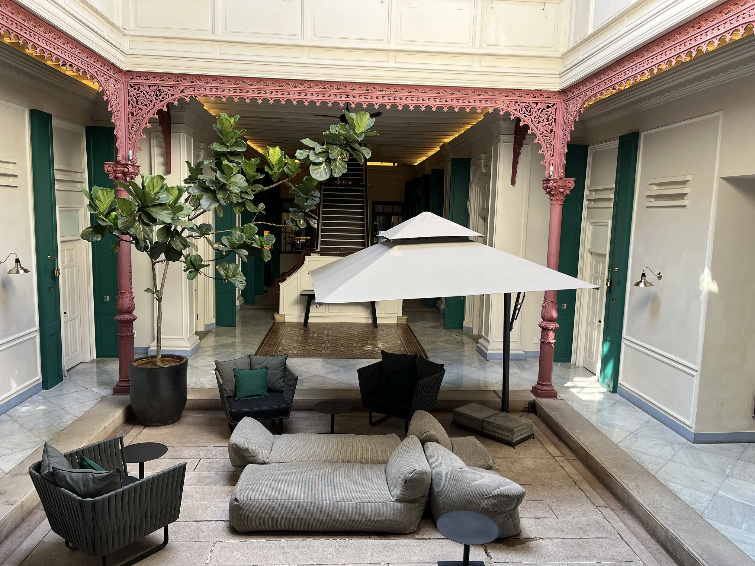 Interior courtyard of Edison  heritage hotel in Georgetown Penang