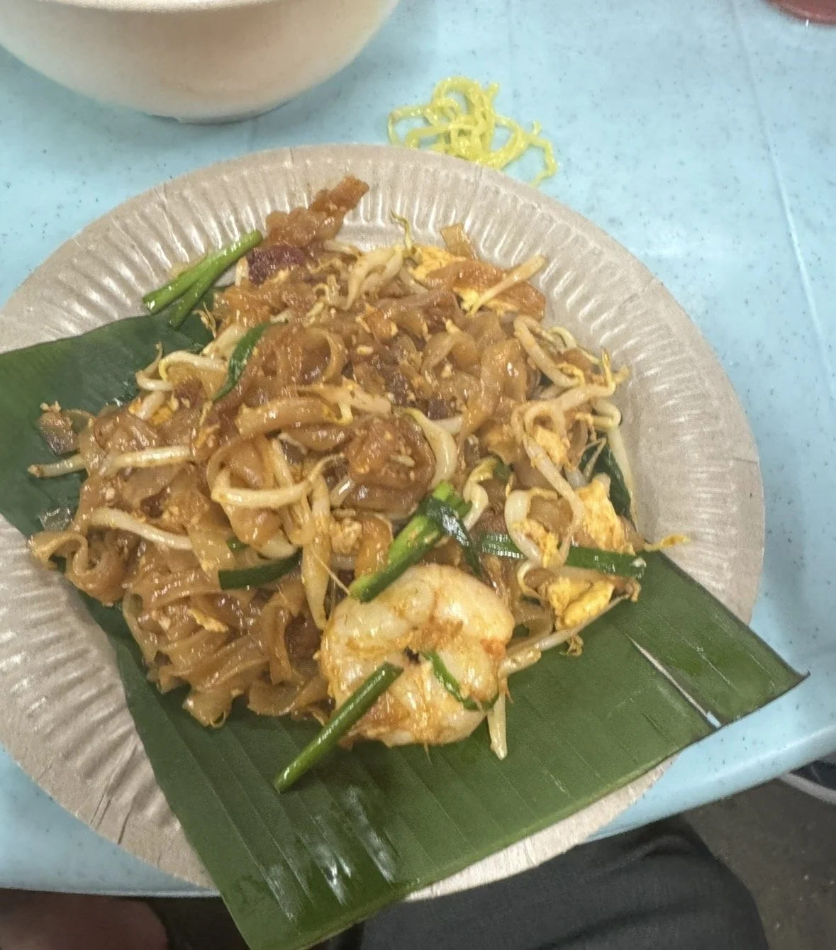 Traditional Char Kway Teow with shrimp and bean sprouts in Penang