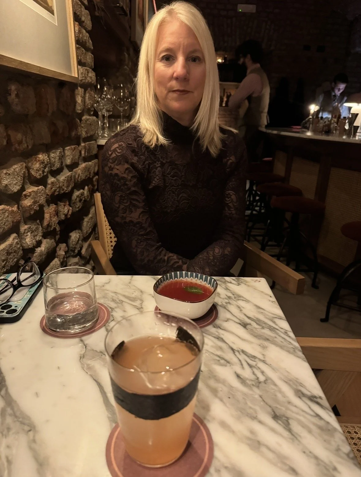 Craft cocktail at Bar 1930 Milan with dim lighting