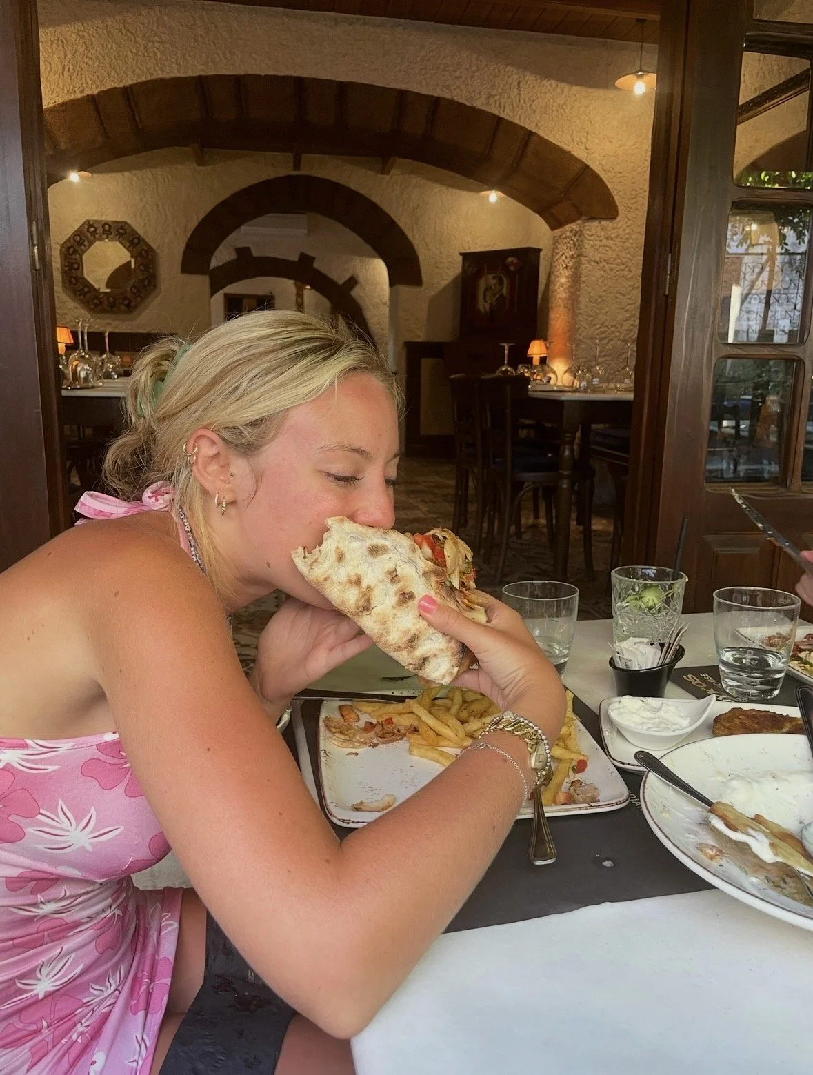 Traditional Greek gyro served at Koykos restaurant in Rhodes Old Town