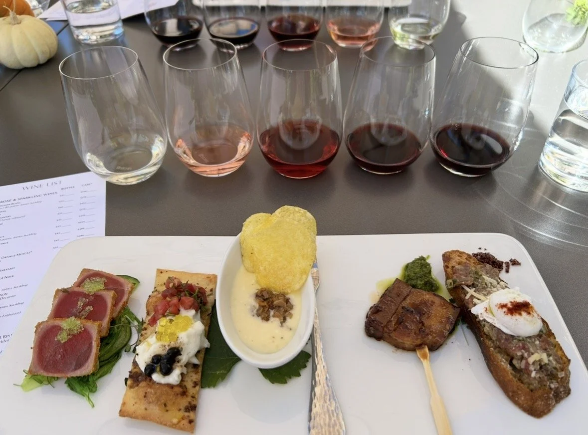 Food and wine pairing during a Chef’s Tasting Experience at Peju Winery