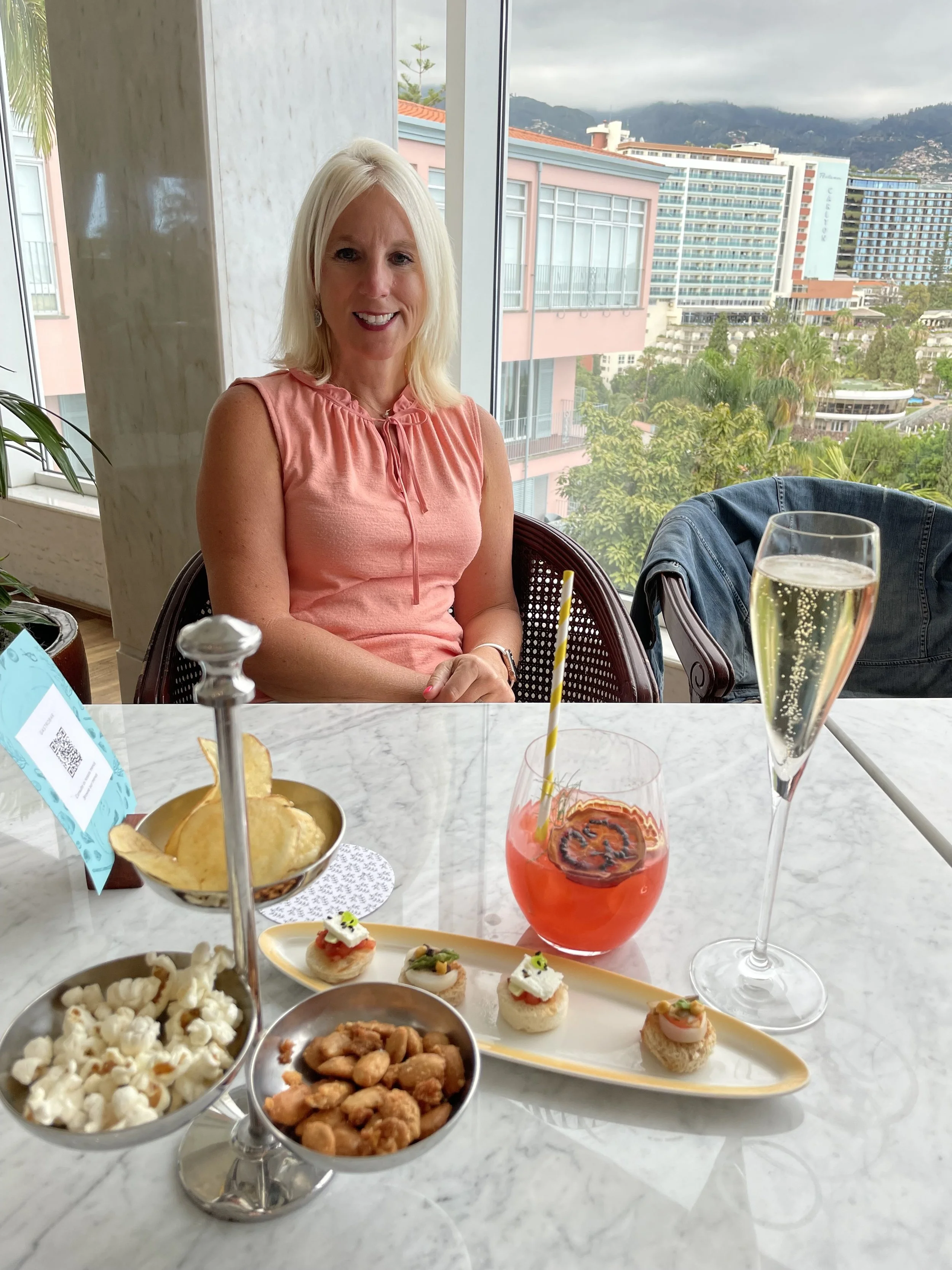 Cocktails and canapés overlooking the Atlantic Ocean at Reid's Palace Madeira.