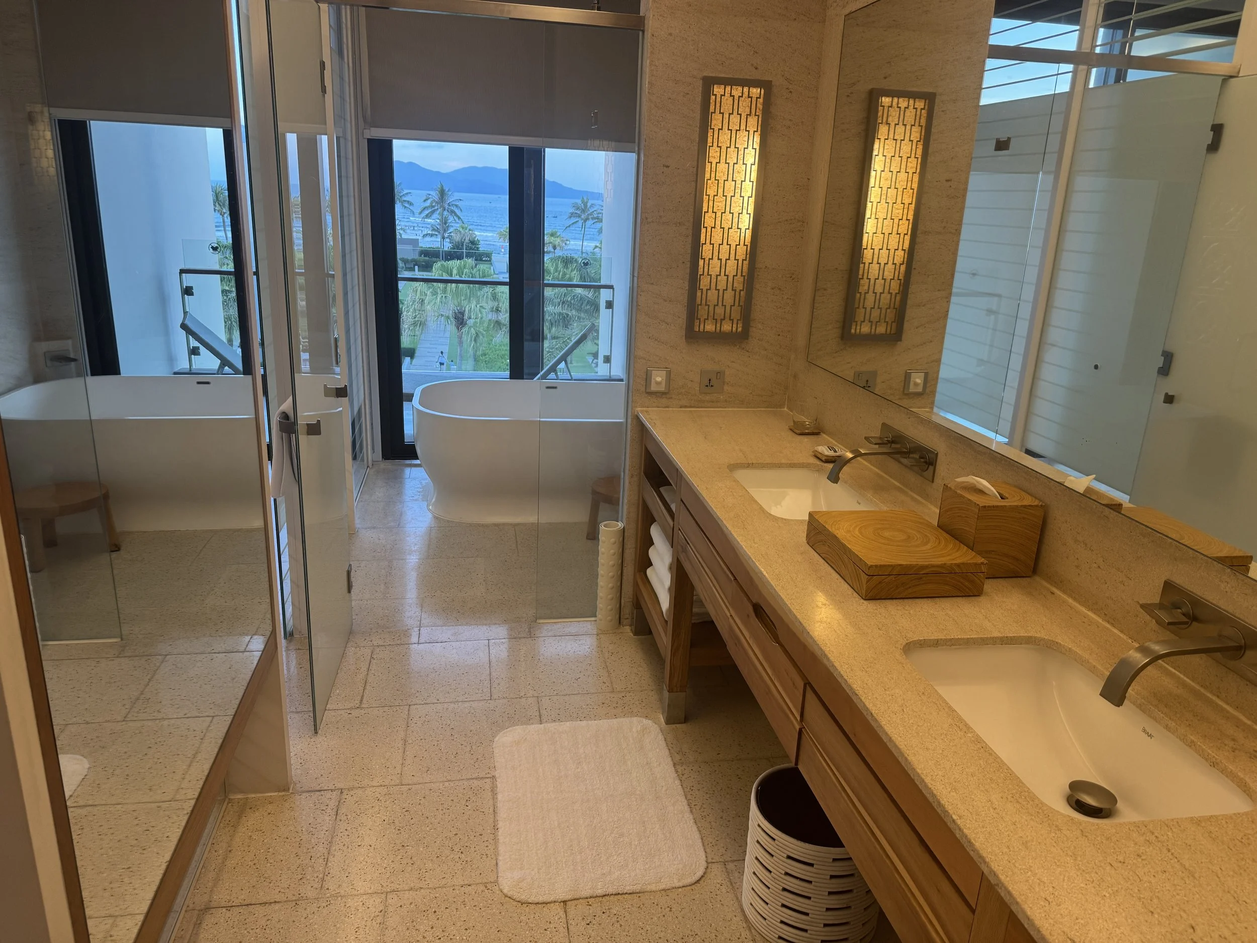 Luxury bathroom with soaking tub in the three-bedroom beachfront villa at Hyatt Regency Danang Resort & Spa