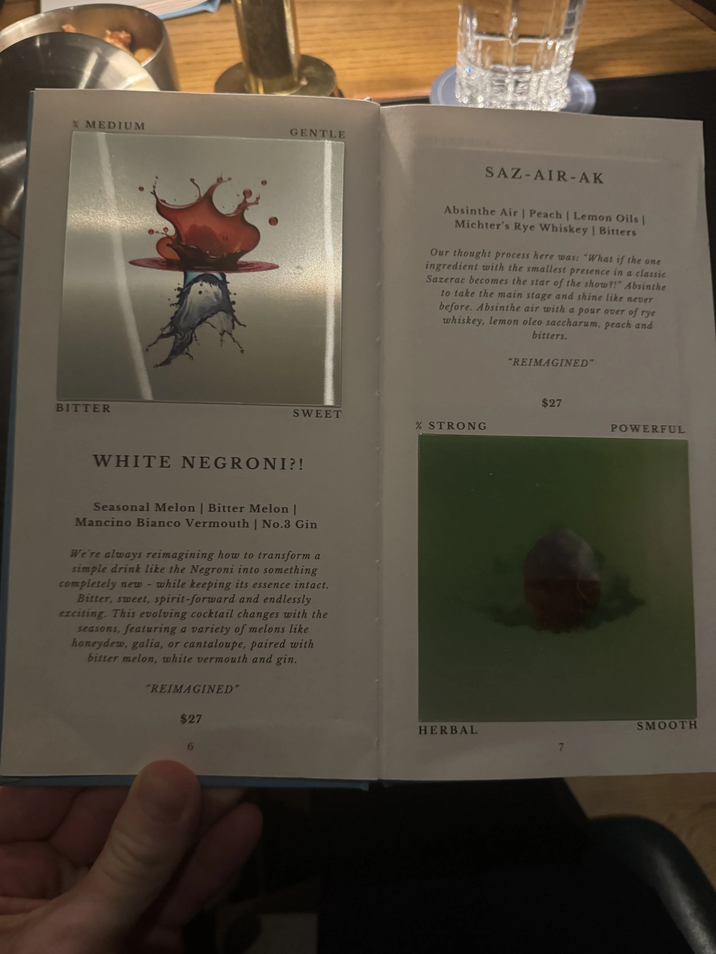 Origin Bar cocktail menu featuring Saz Air Ak cocktail at Shangri-La Singapore