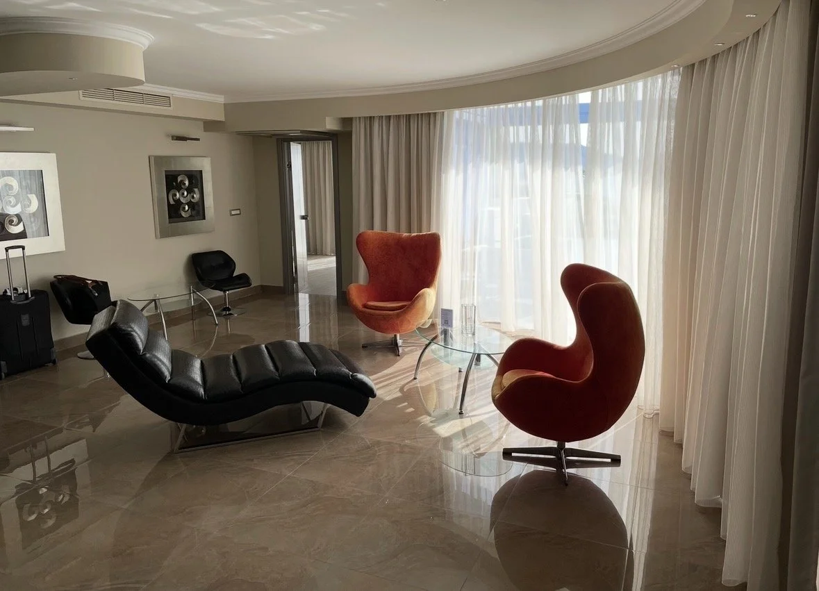 Living area of a luxury suite at Atrium Platinum Resort in Rhodes