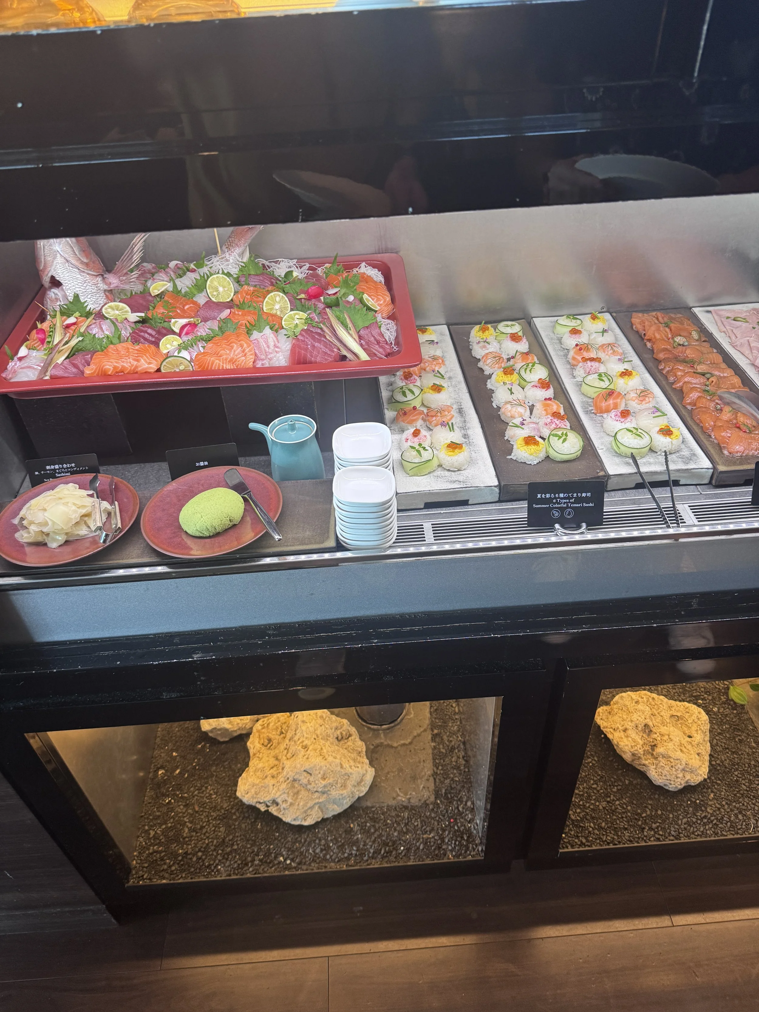 Japanese breakfast selection in the executive lounge at Conrad Osaka