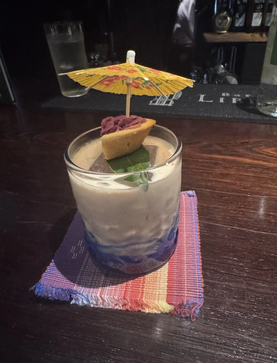 Ryukyu Velvet Japanese whisky cocktail with sweet potato and white chocolate at Bar Libre Ginza