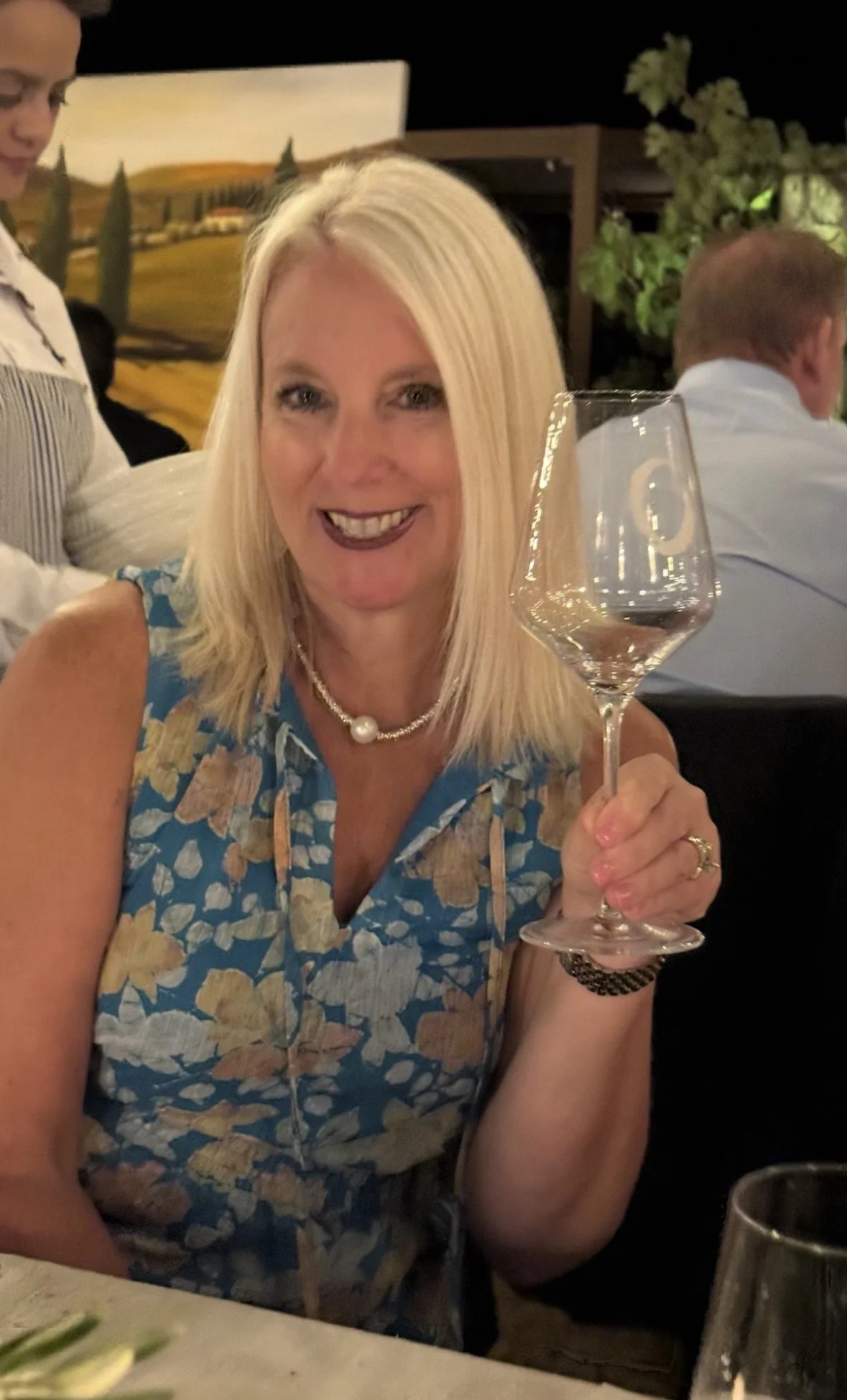 Enjoying sparkling wine at O’Brien Estate’s annual Night of Unrestrained celebration in Napa Valley