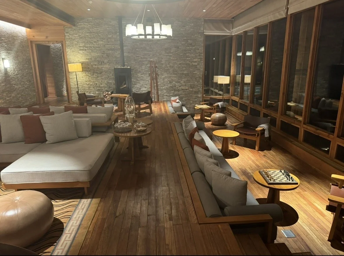 Stone and wood interior of Six Senses Paro lodge