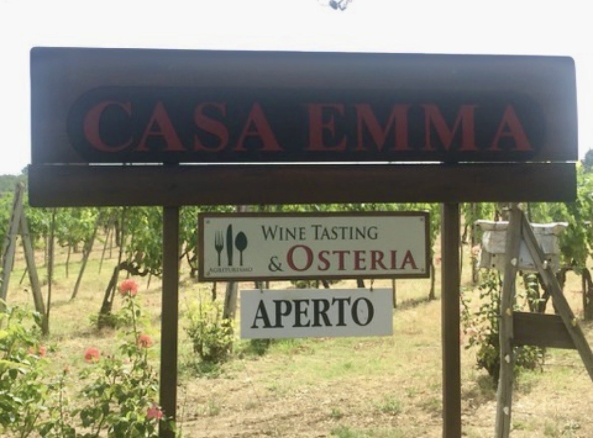 Casa Emma winery entrance and vineyards in Chianti Classico, Tuscany
