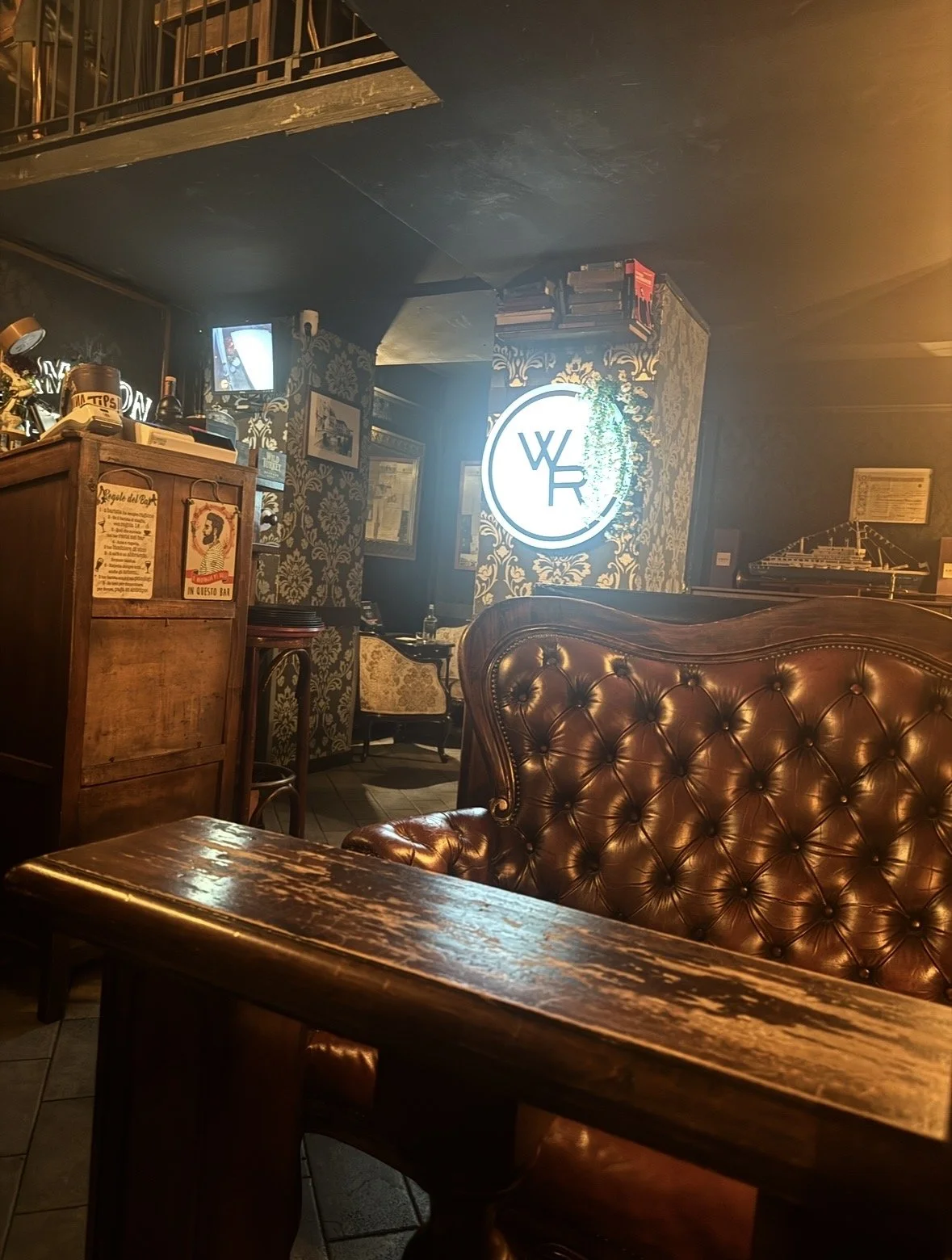 Leather seating and lounge area at White Rabbit Milano