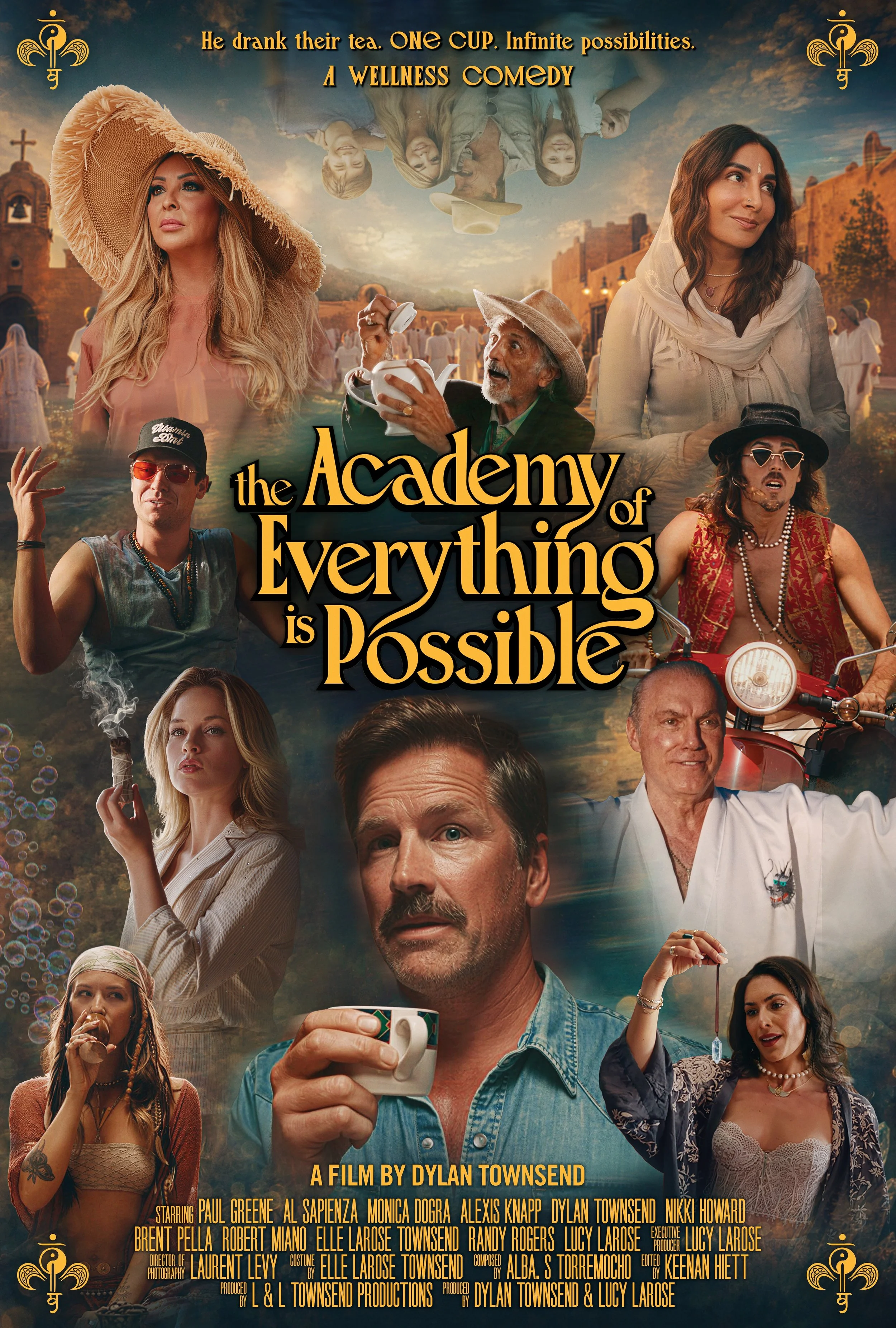 Poster for the film 'The Academy of Everything is Possible'. Starring Al Sapienza, Alexis Knapp, Paul Greene. Dylan Townsend. Prominent text includes the film title, director, cast, and production credits.