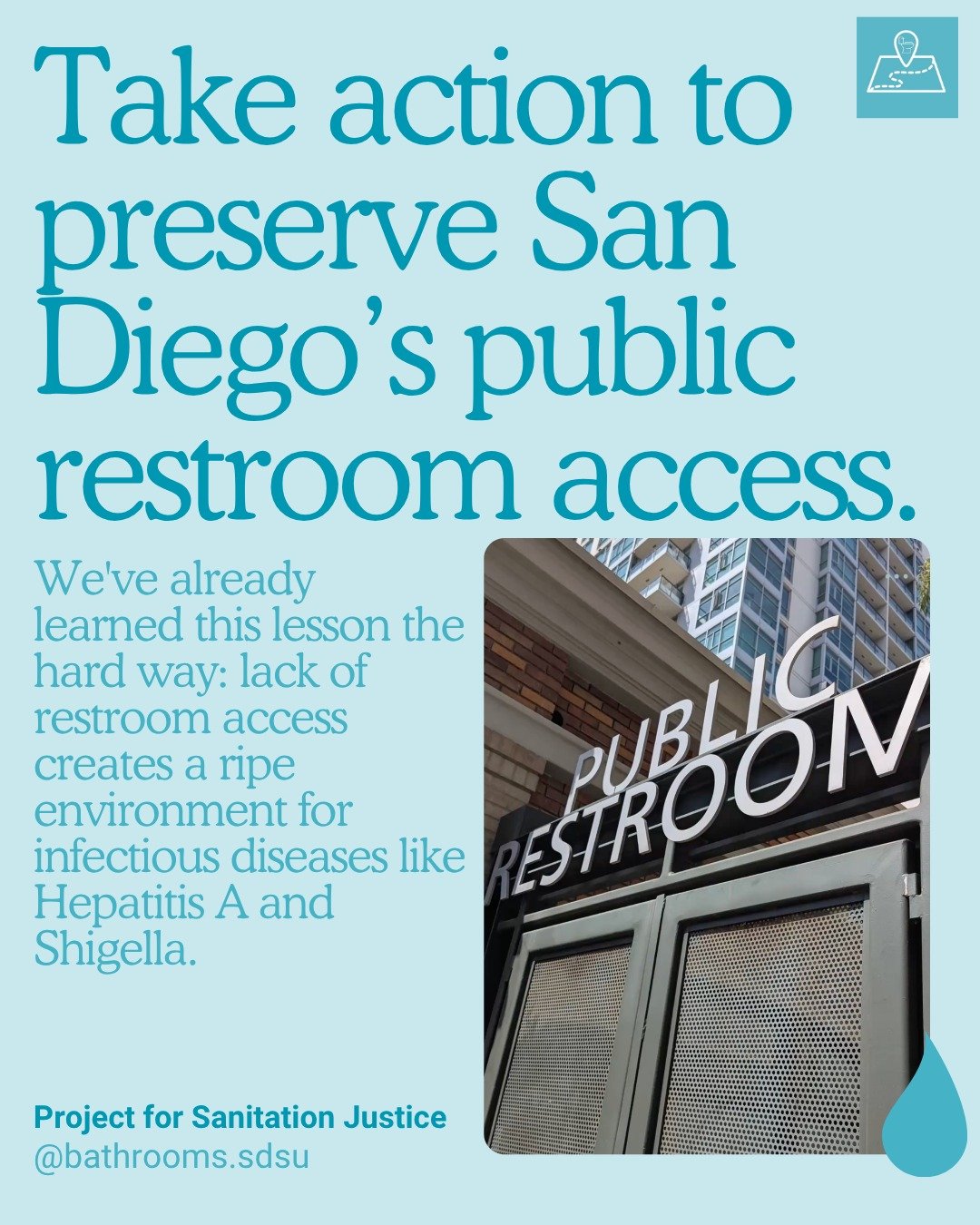 Join PSJ as we fight against budget cuts to public restroom-access‼️‼️

The City of San Diego is considering closing permanent restrooms and removing porta-potties in Mission Bay Park, Fiesta Island, Shoreline Beach, and Balboa Park. The City is also