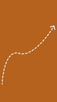 A white dashed upward arrow on a brown background.
