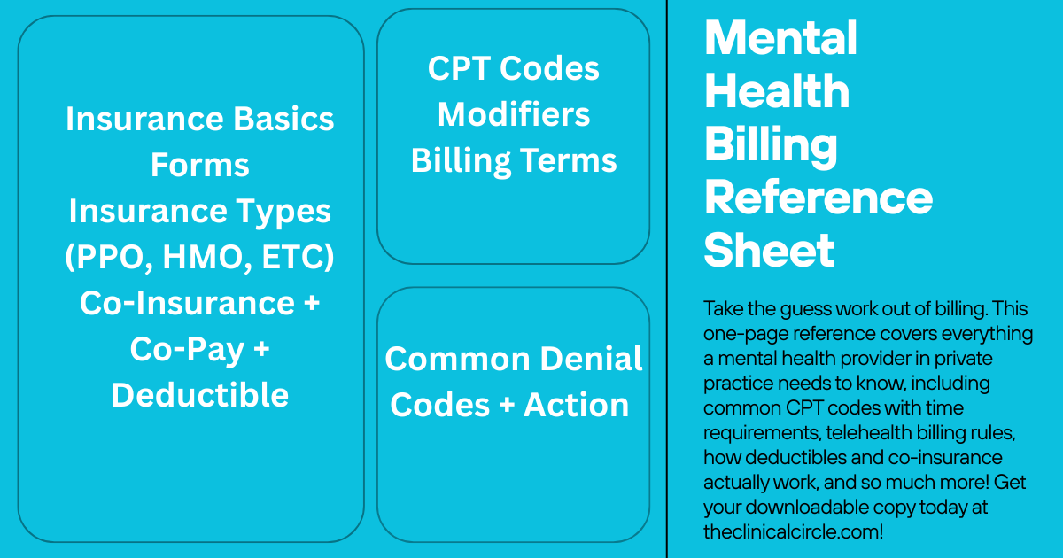 Mental Health Billing Reference Sheet