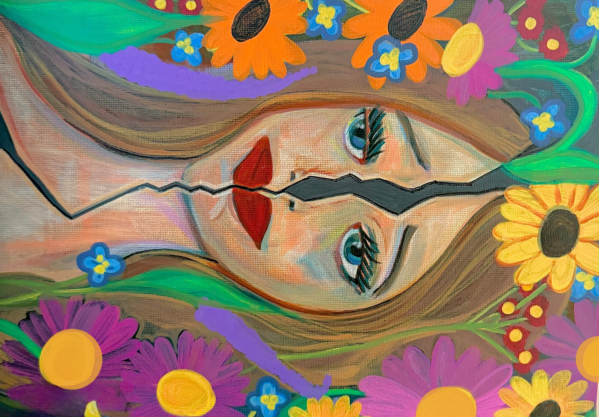 In Two -  Acrylic on 12 x9 canvas.