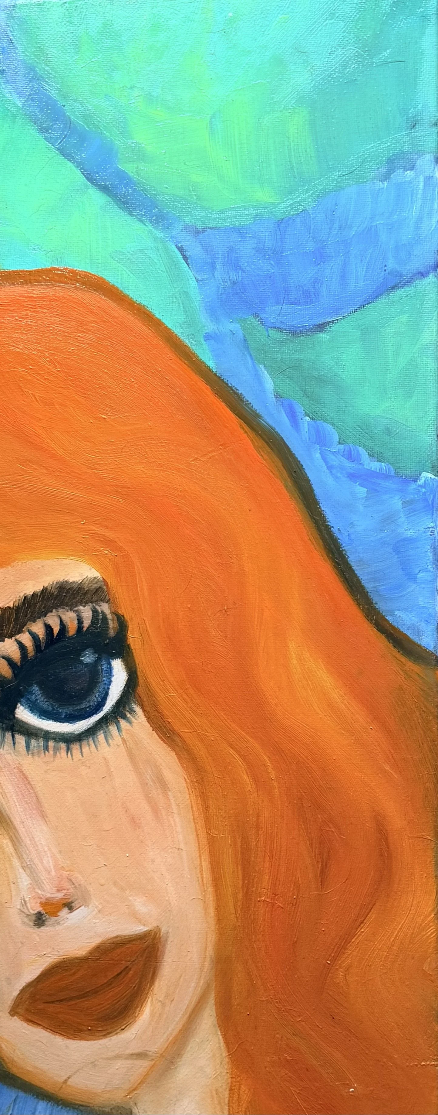 In the Pond - Oil on 7x20 canvas.