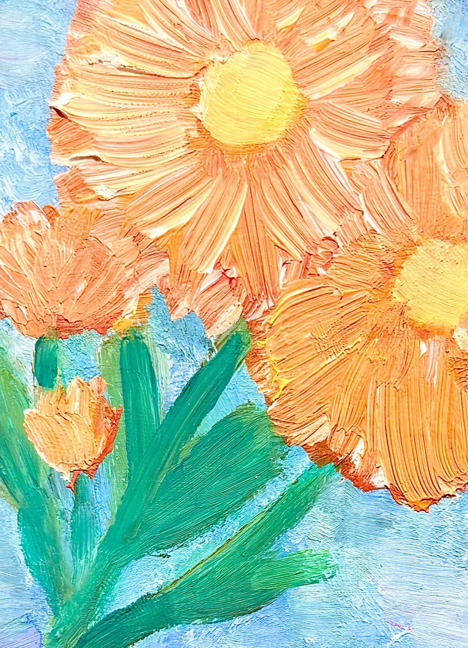 Orange Cosmos - Oil on cardstock. (ACEO)