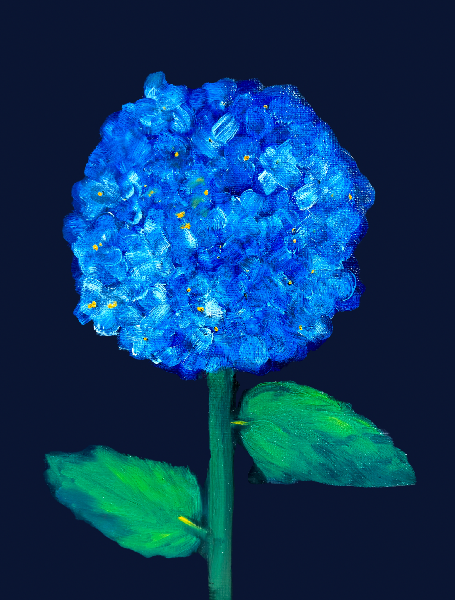 Blue Hydrangea - Oil on 12x9 canvas.